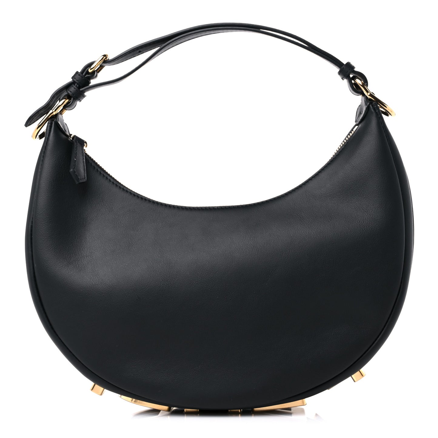Vitello Grace Matte Small Fendigraphy Hobo Bag Black