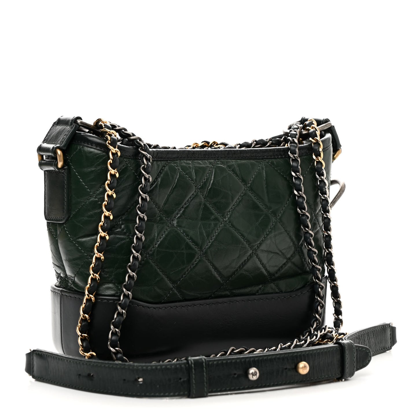 Aged Calfskin Quilted Small Gabrielle Hobo Dark Green