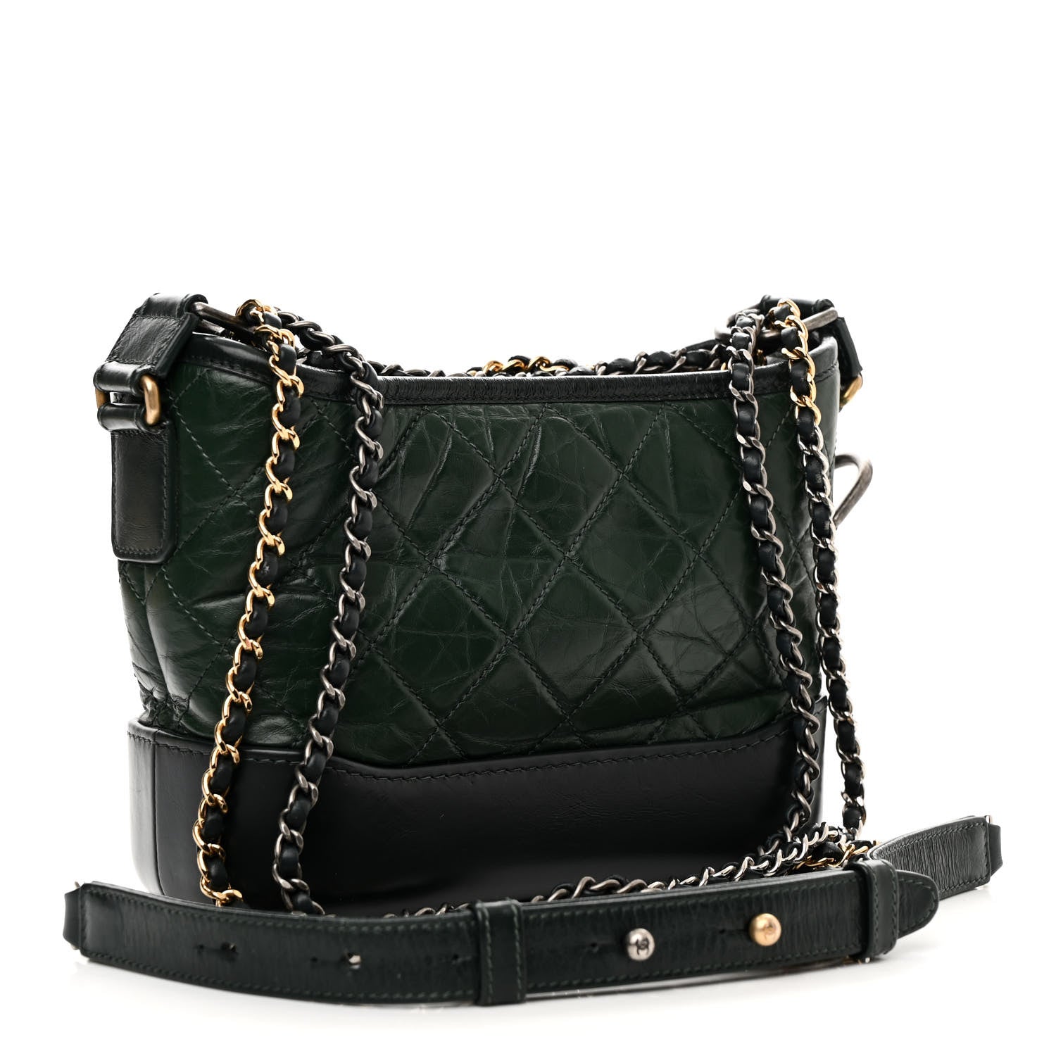 Chanel Aged Calfskin Quilted Small Gabrielle Hobo Dark Green 3 of 16