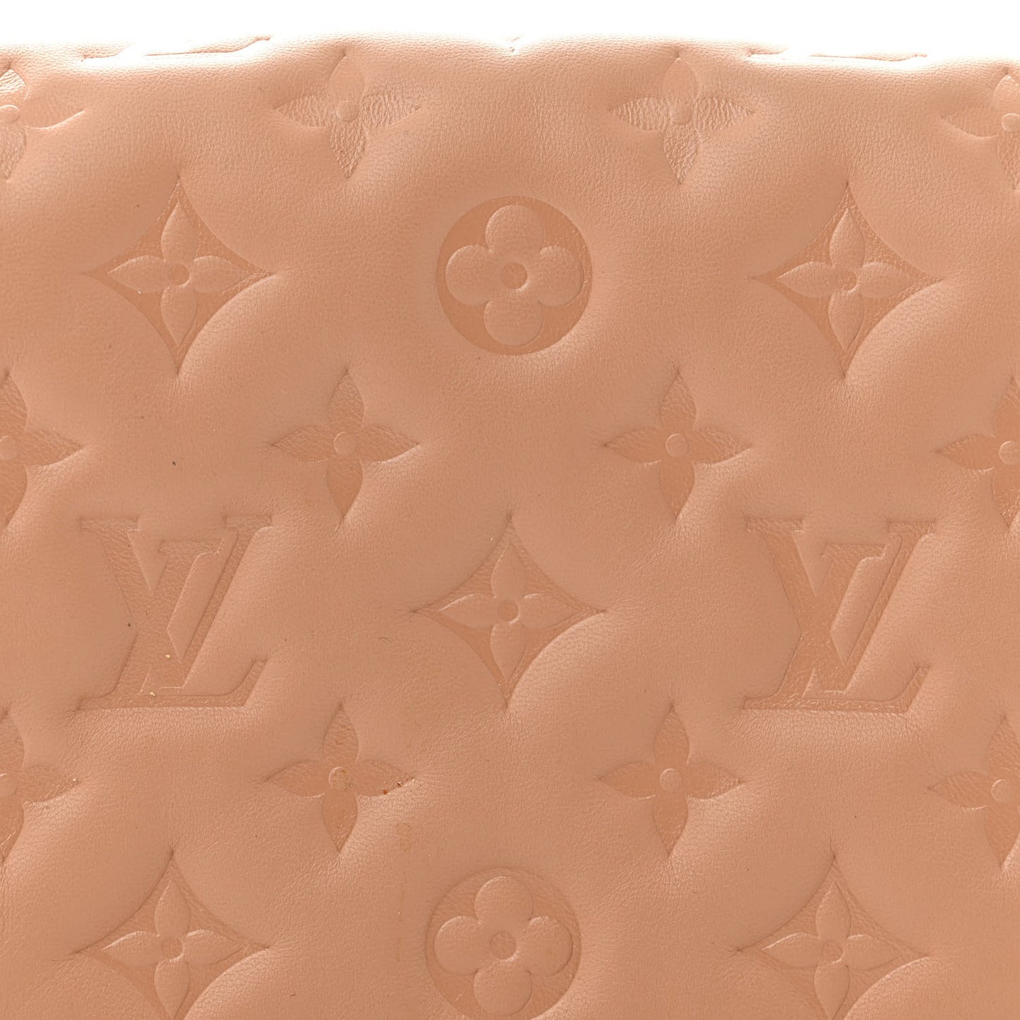 Lambskin Embossed Monogram Pochette Coussin Camel