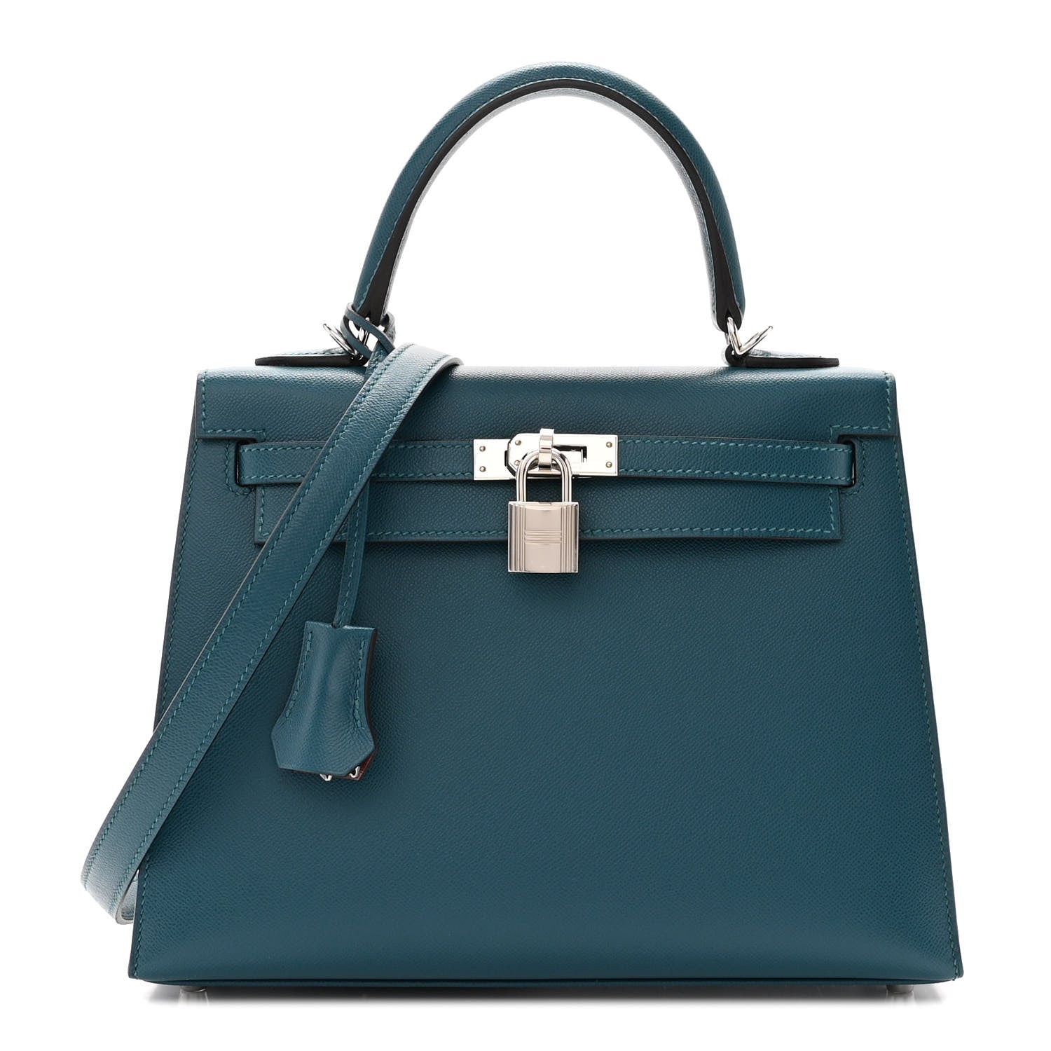 Hermes Madame Calfskin Verso Kelly Sellier 25 Vert Bosphore Sienne 1 of 12