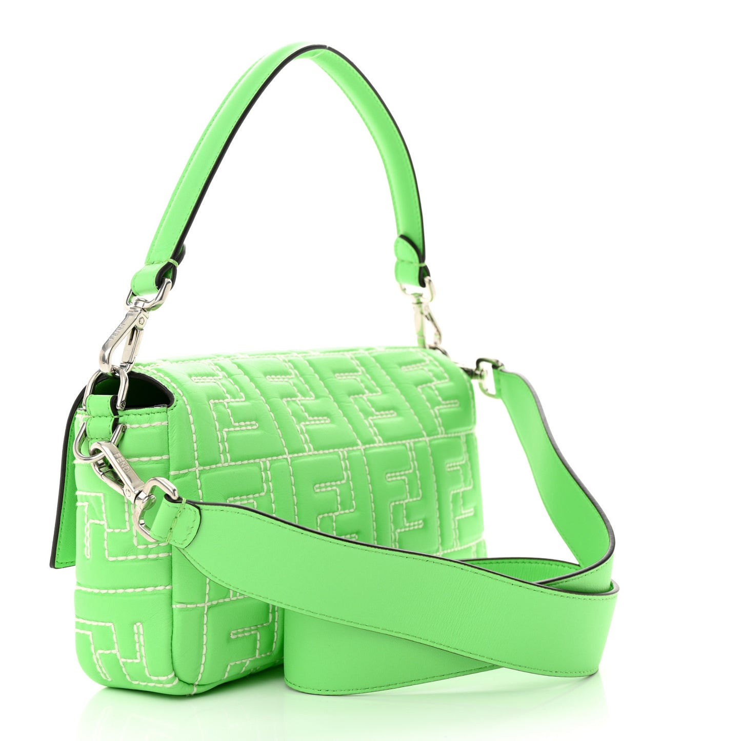 Nappa Stitched FF 1974 Embossed Baguette Edamame