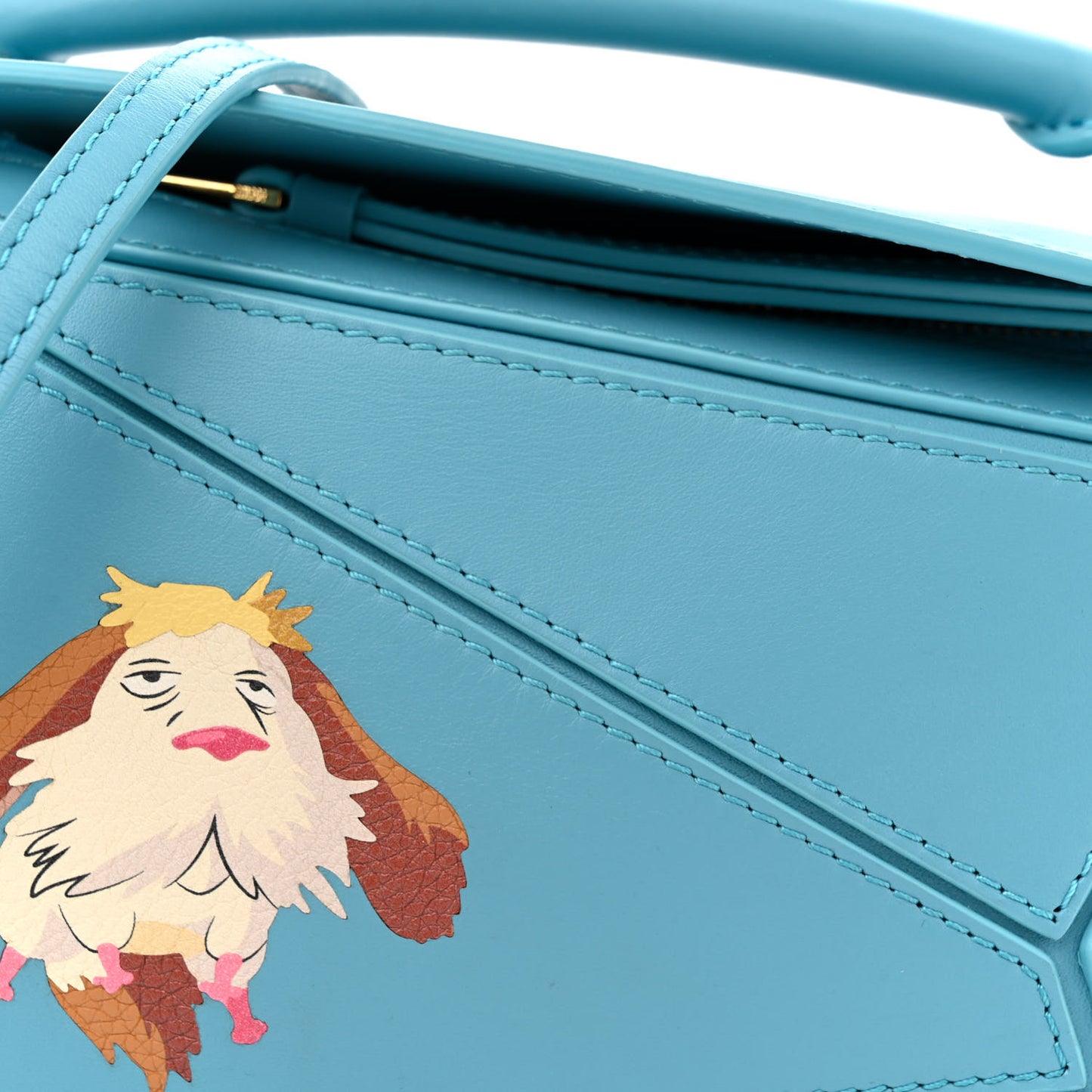 X HOWLS MOVING CASTLE Satin Calfskin Mini Heen Puzzle Bag Light Blue