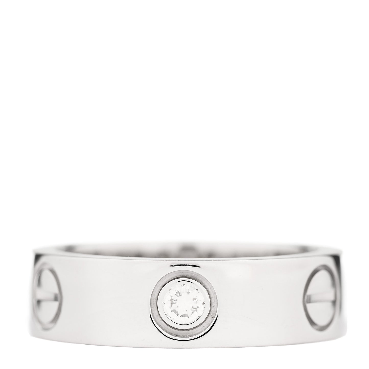 18K White Gold 3 Diamond 5.5mm LOVE Ring 51 5.75