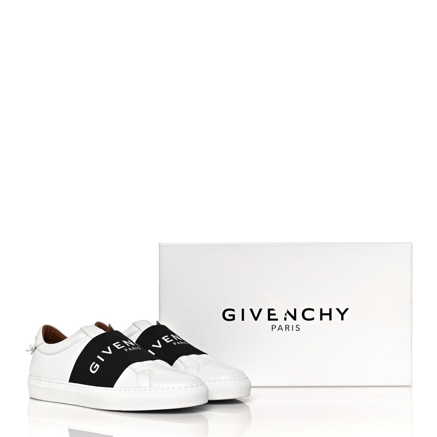 Calfskin Band Logo Womens Urban Street Sneakers 38.5 White Black