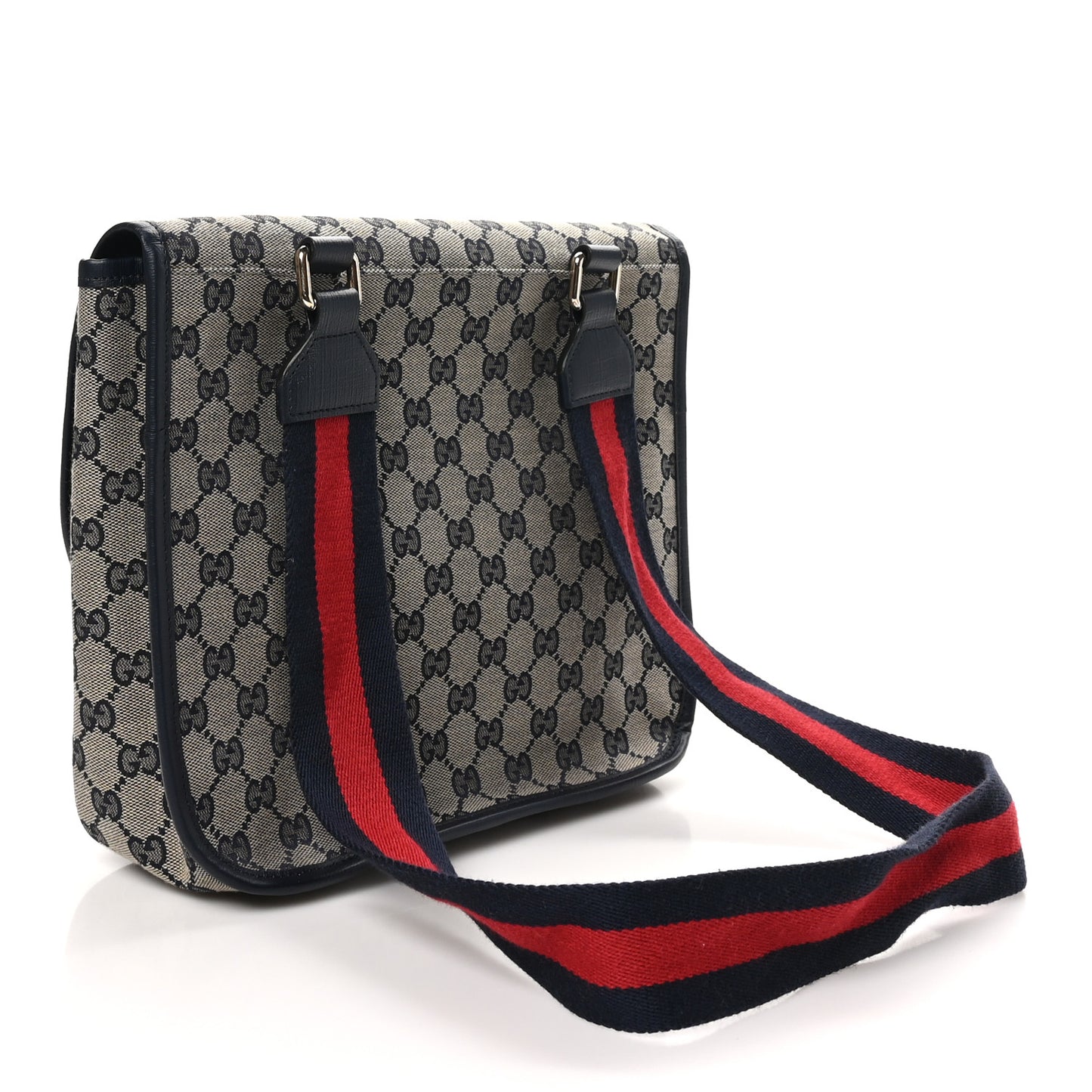 Monogram Web Childrens Messenger Bag Beige Navy