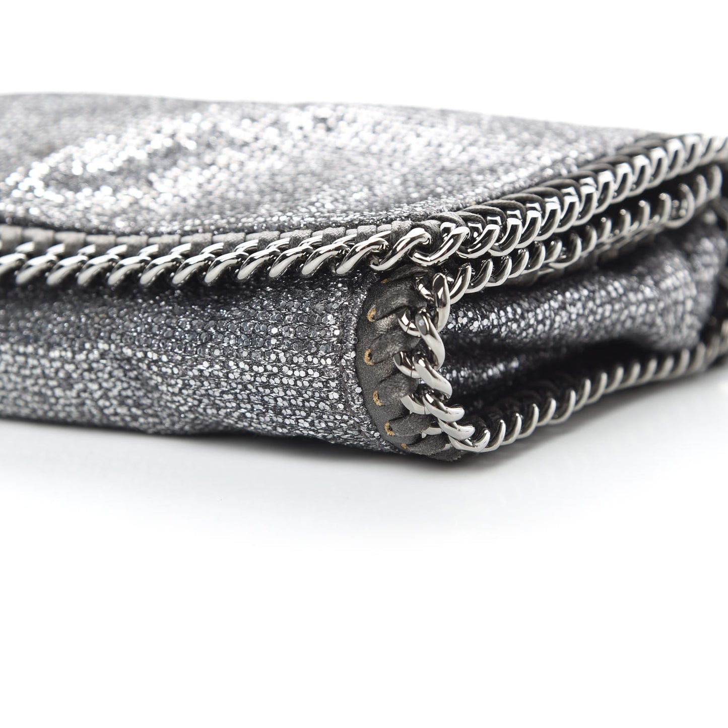 Metallic Woven Raffia Falabella Crossbody Bag Silver