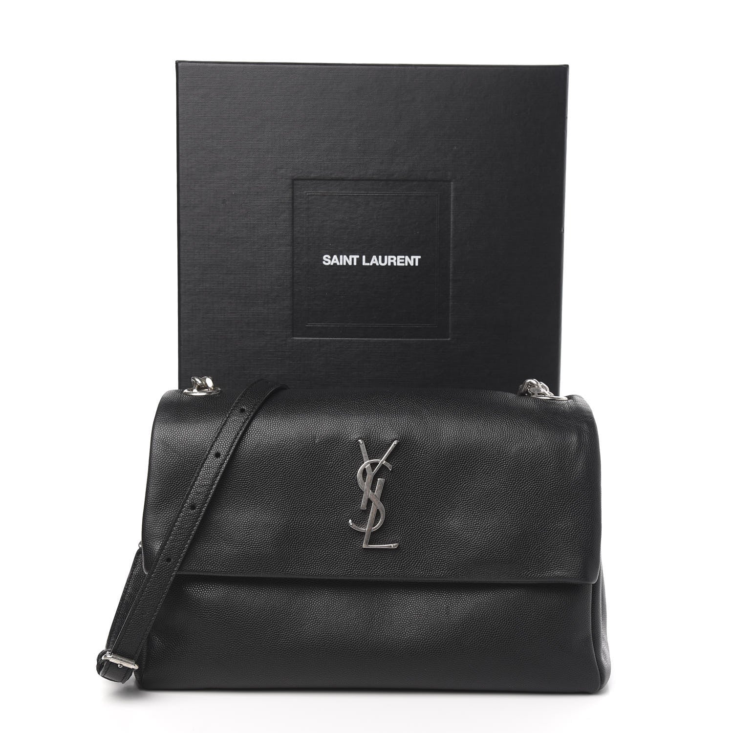 Saint Laurent Grain De Poudre Medium West Hollywood Monogram Fold-Over Black 13 of 13