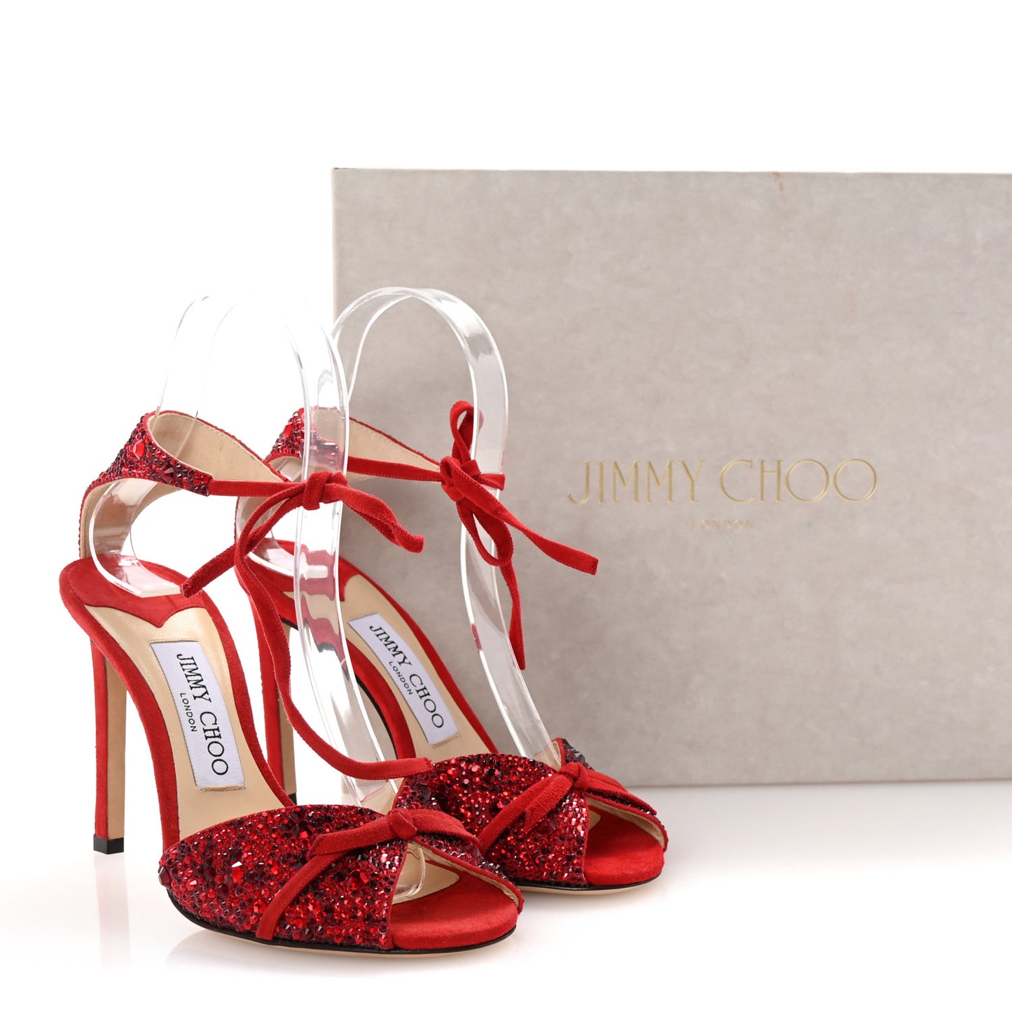 Suede Crystal Talaya 100 Pumps 35.5 Red