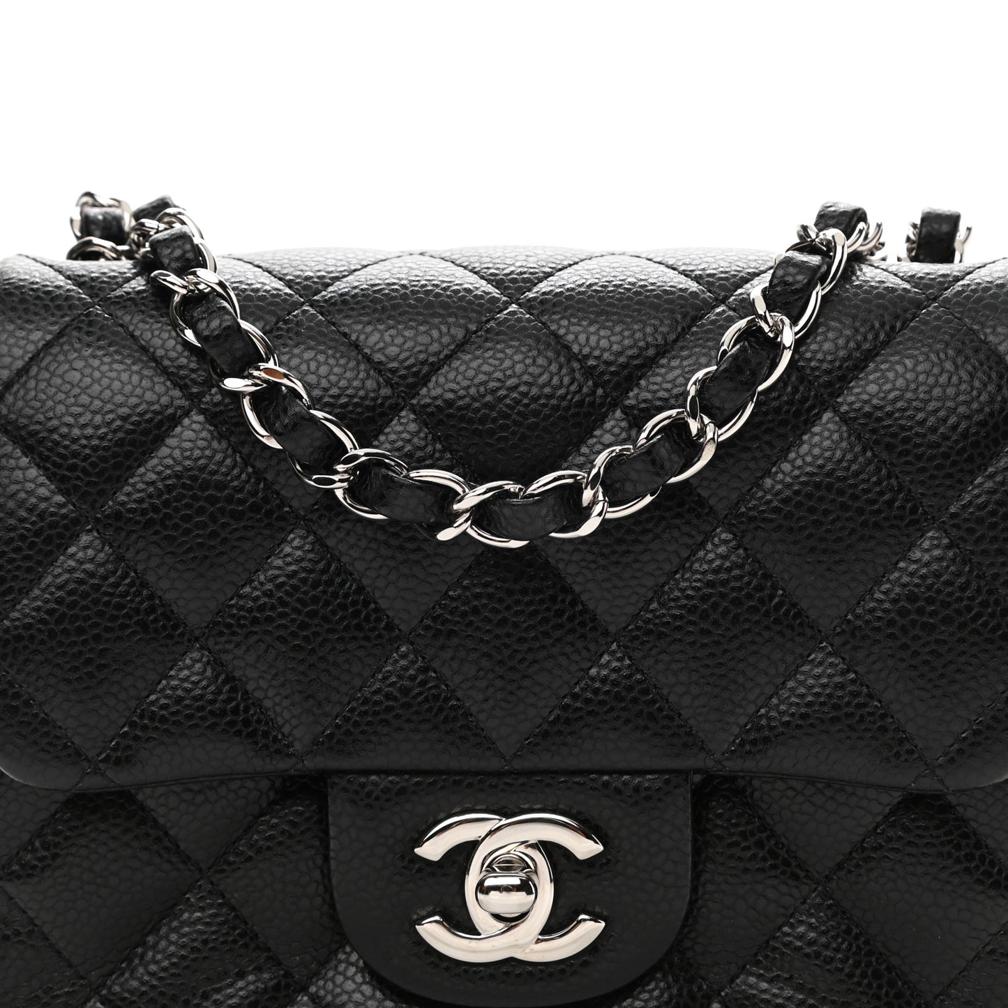 Caviar Quilted Mini Square Flap Black