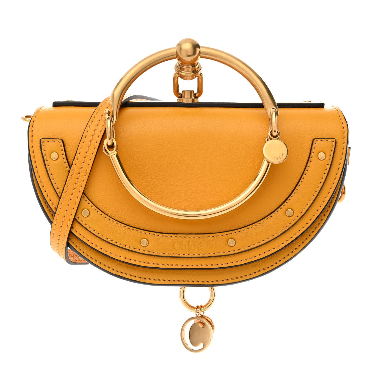 Chloe Calfskin Small Nile Bracelet Minaudiere Bag Dark Ochre 1 of 11