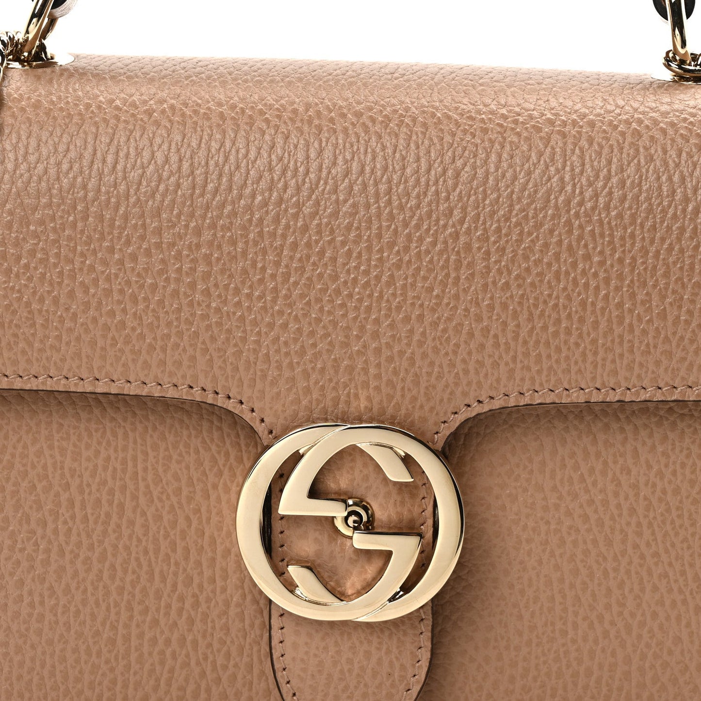 Dollar Calfskin Small Interlocking G Shoulder Bag Camelia