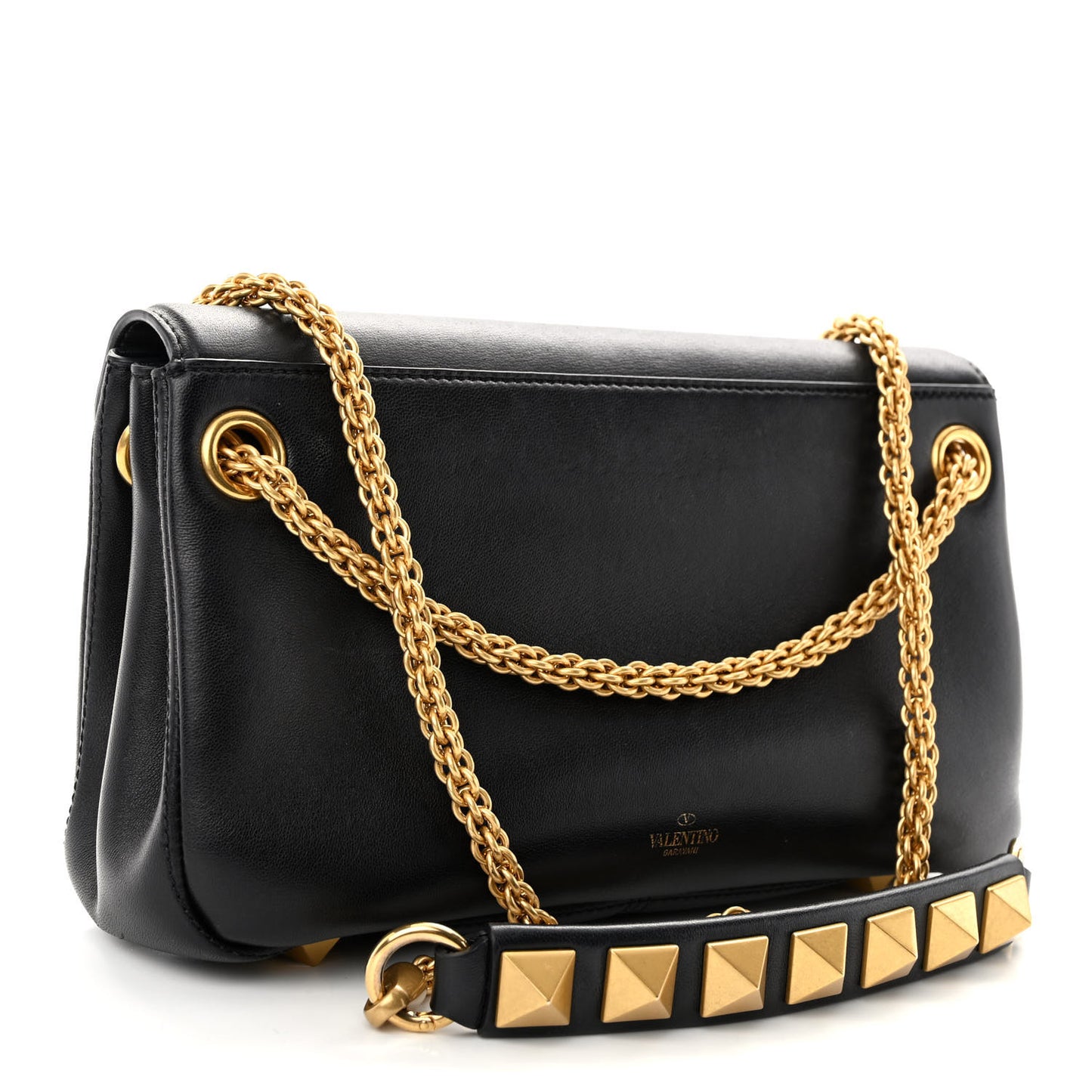 Nappa Stud Sign Shoulder Bag Black