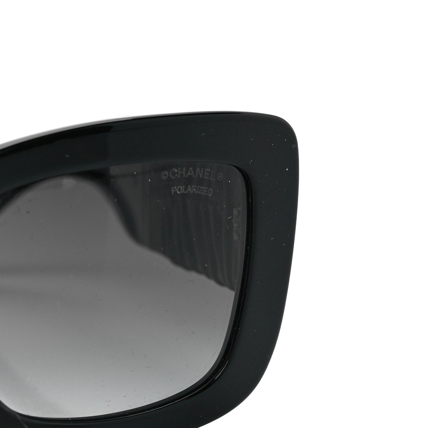 Acetate Calfskin Polarized Square Sunglasses 5473-Q-A Black