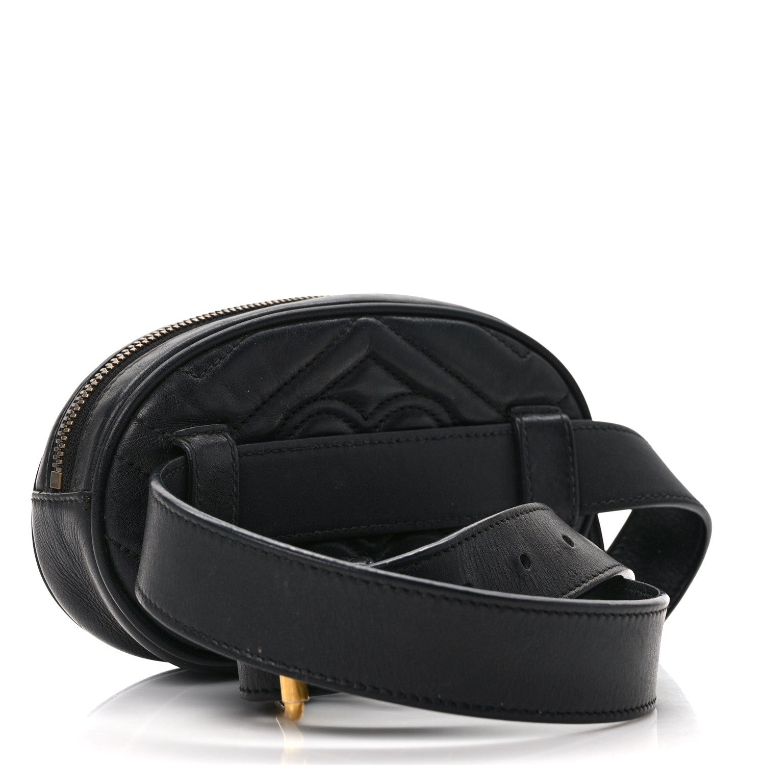 Gucci Calfskin Matelasse GG Marmont Belt Bag 85 34 Black 3 of 15