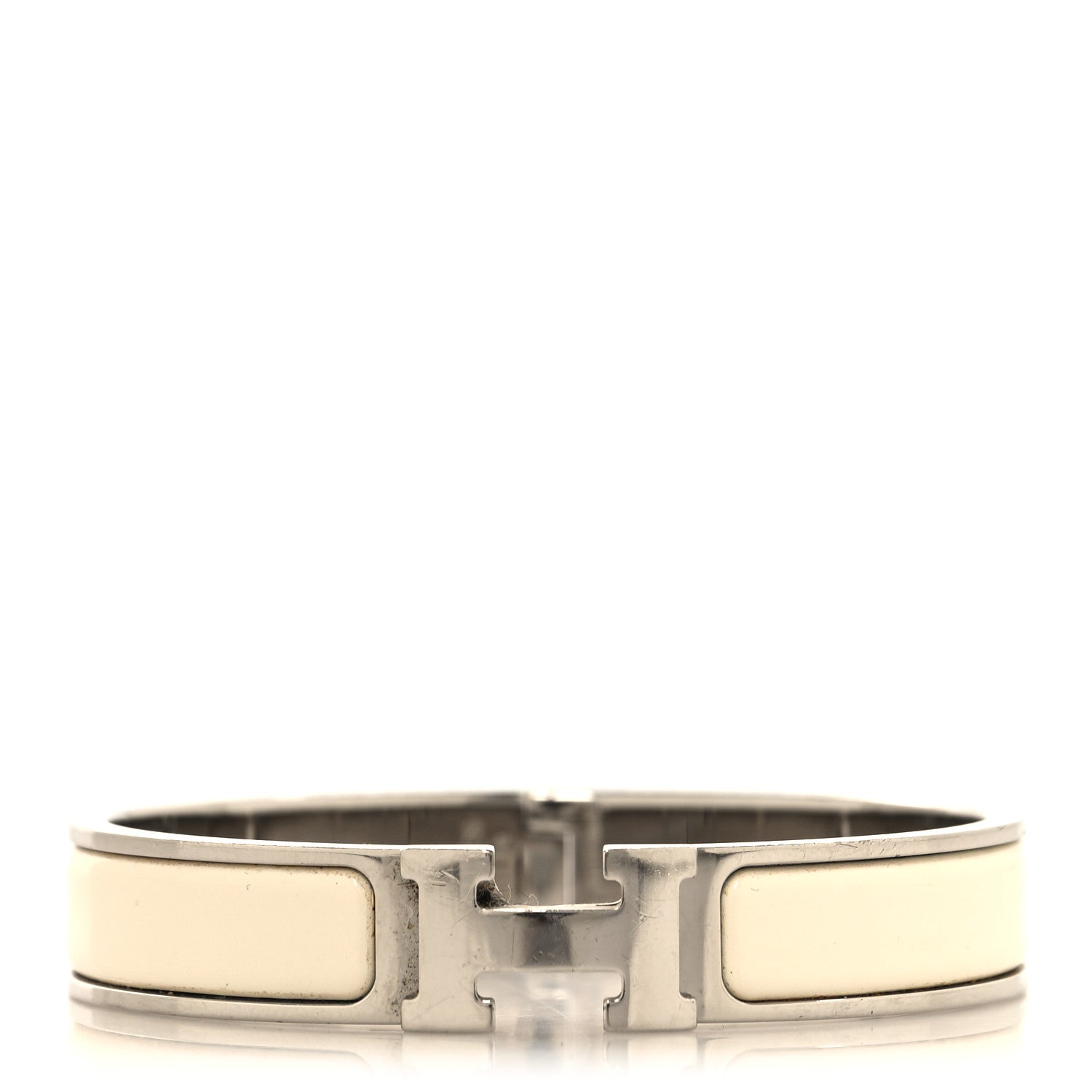 Hermes Enamel Narrow Clic Clac H Bracelet PM White 1839881 Hermes Enamel Narrow Clic Clac H Bracelet PM White 1839881
