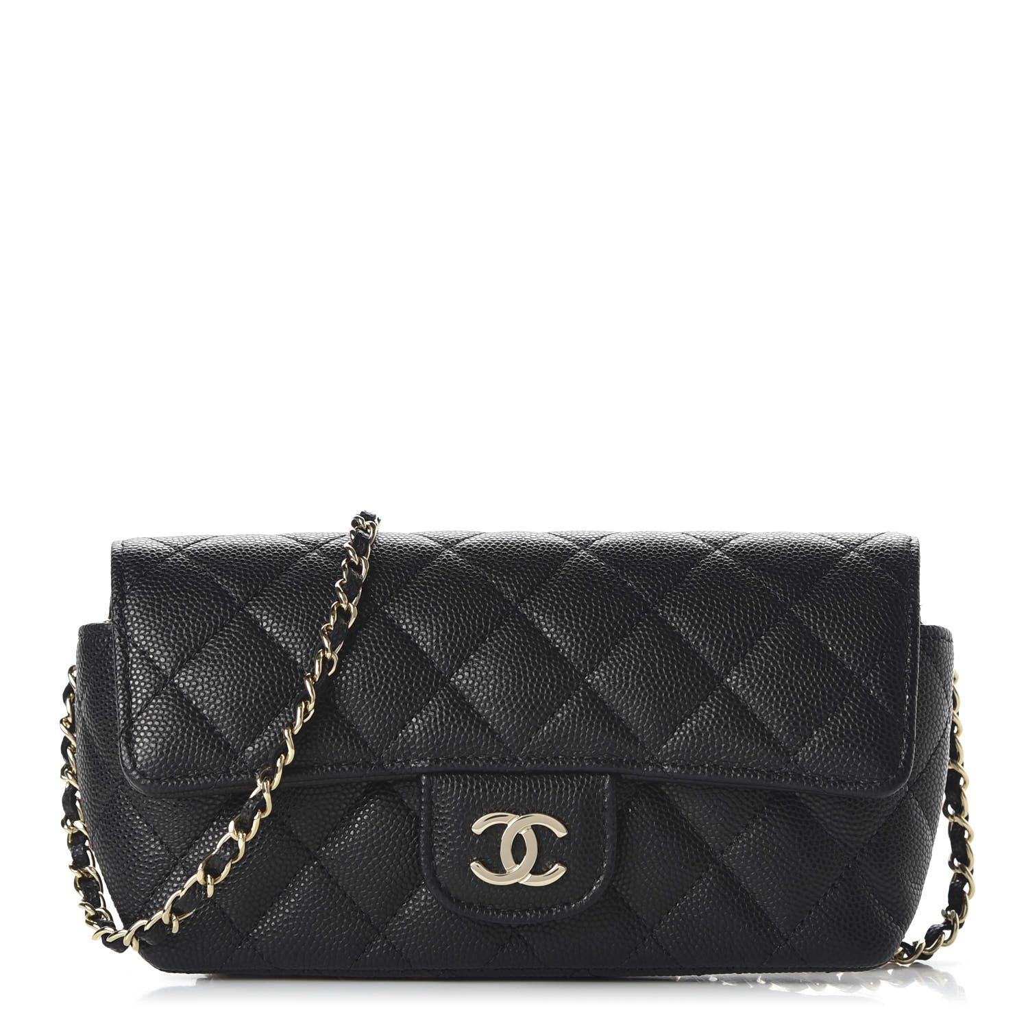 Chanel Caviar Quilted Glasses Case With Chain Black 677613