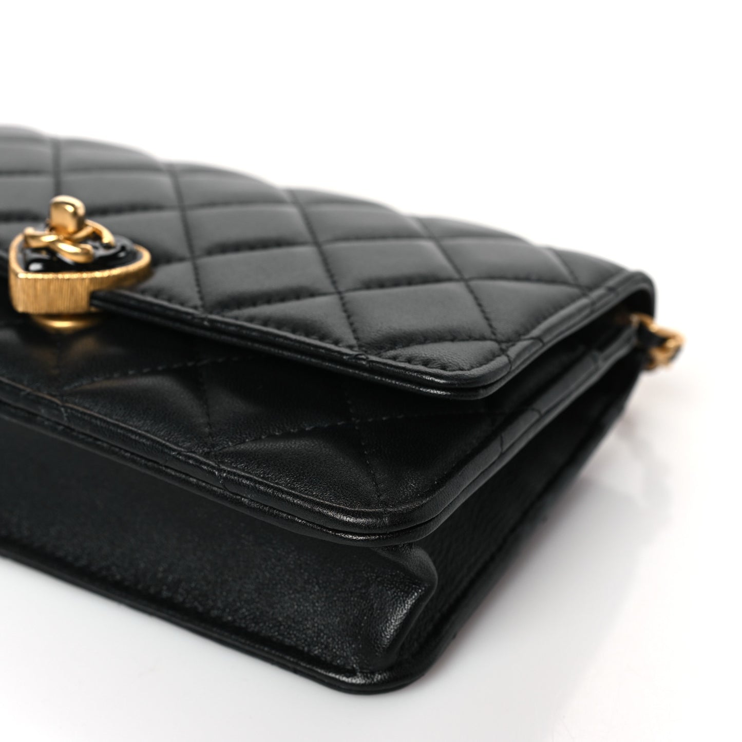Lambskin Plexiglass Quilted Coco Love Wallet On Chain WOC Black