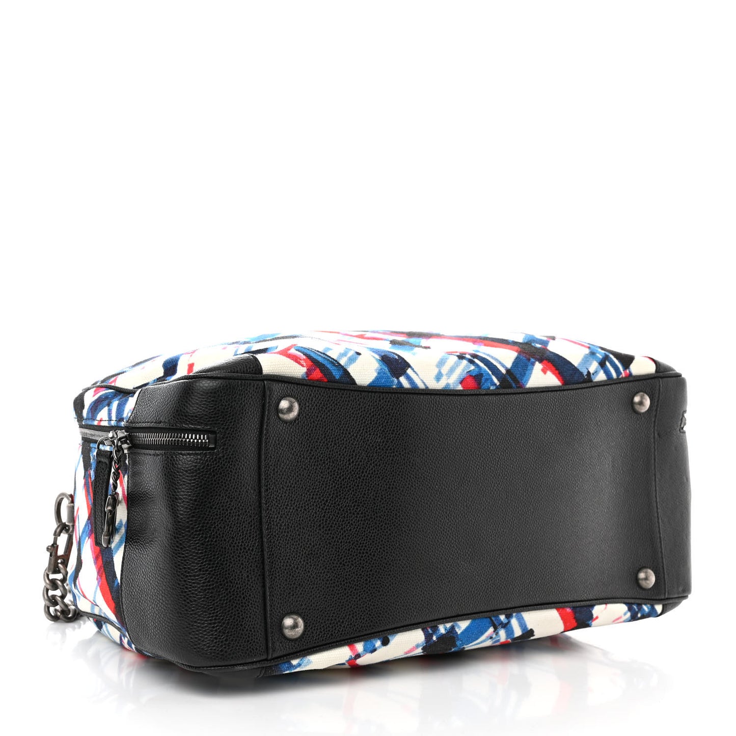 Caviar Printed Canvas Bowling Bag White Red Blue Black