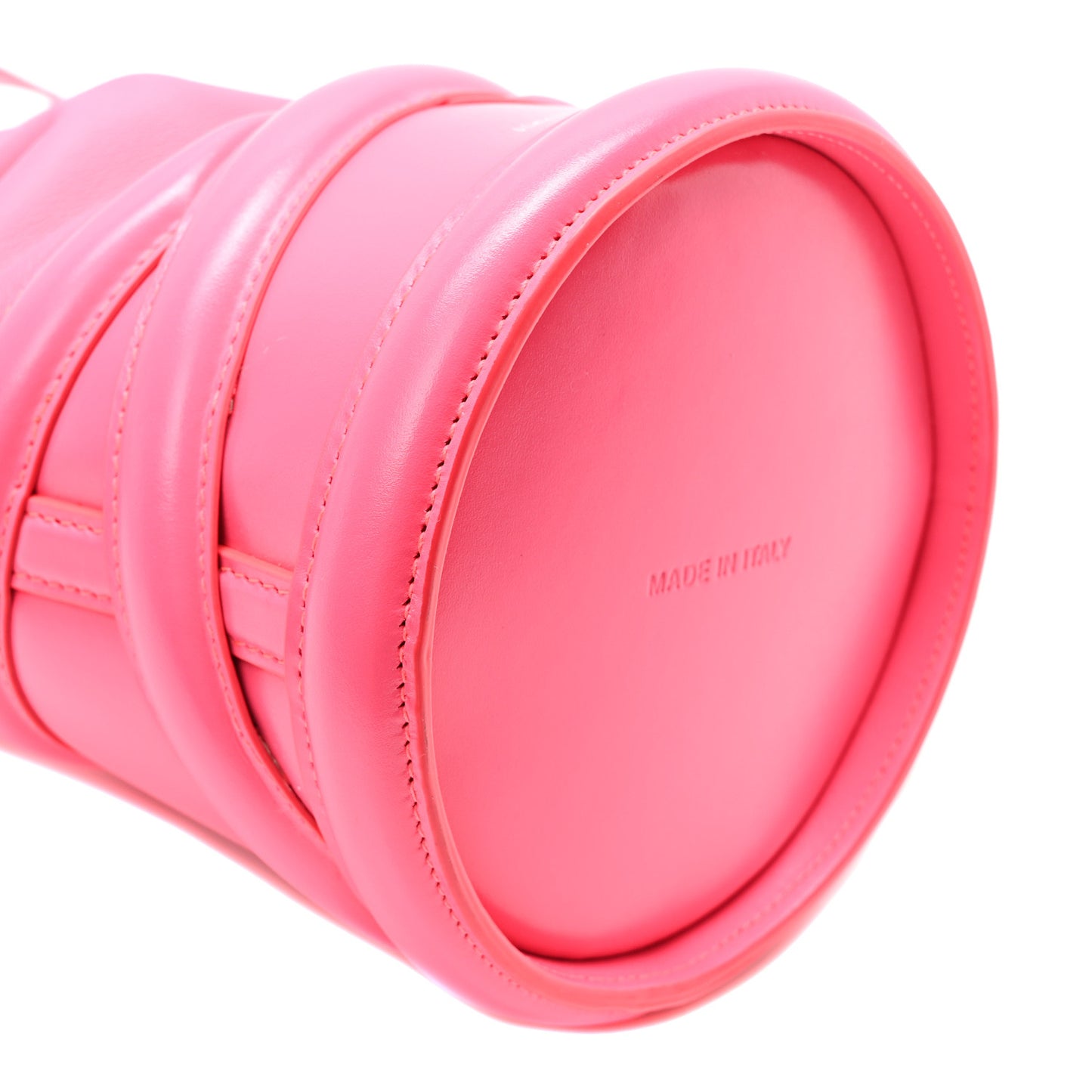 Calfskin The Soft Curve Drawstring Bag Neon Pink