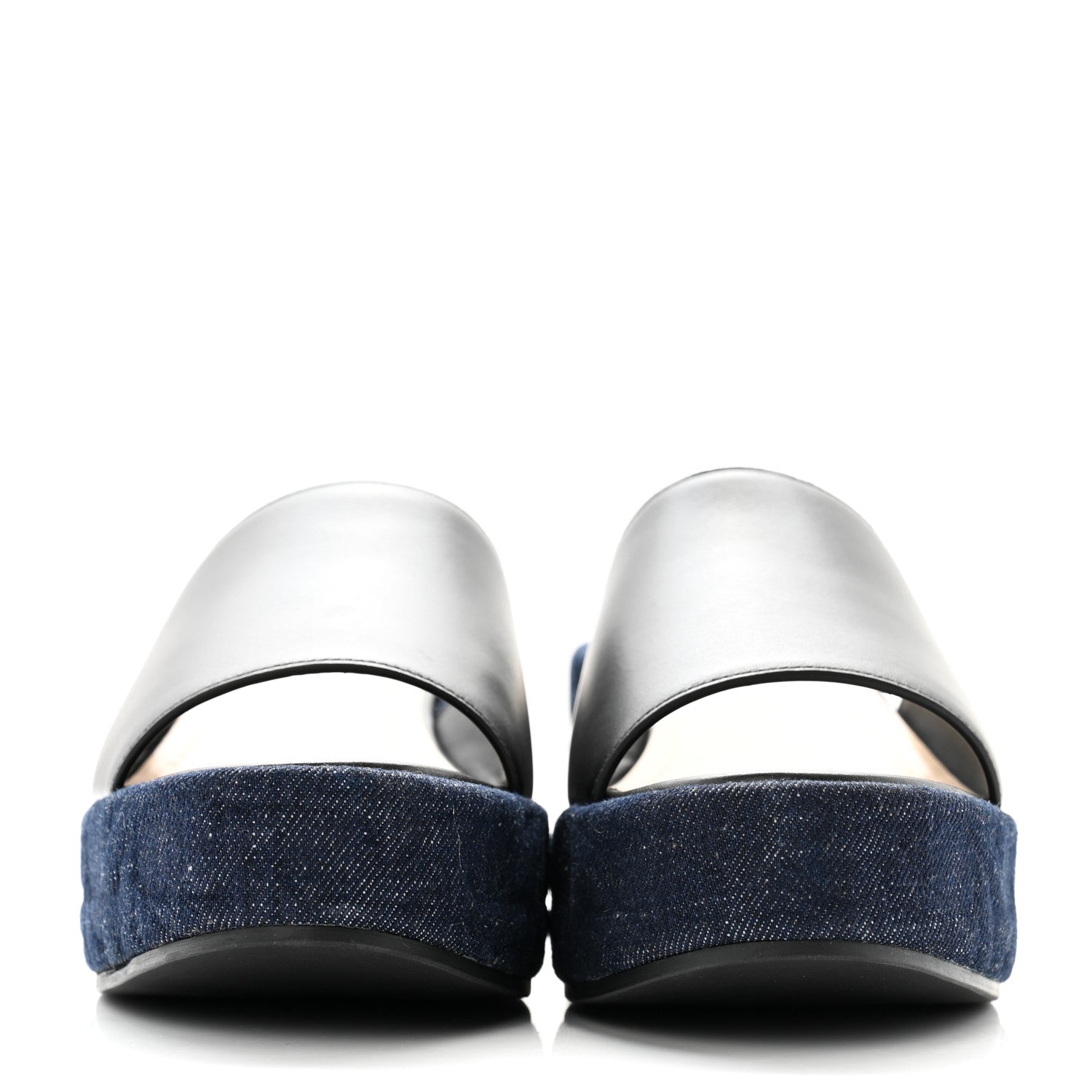 Christian Dior Denim Calfskin Graphic Cannage Attitude Dior Wedge Slide 37.5 Blue 2 of 8