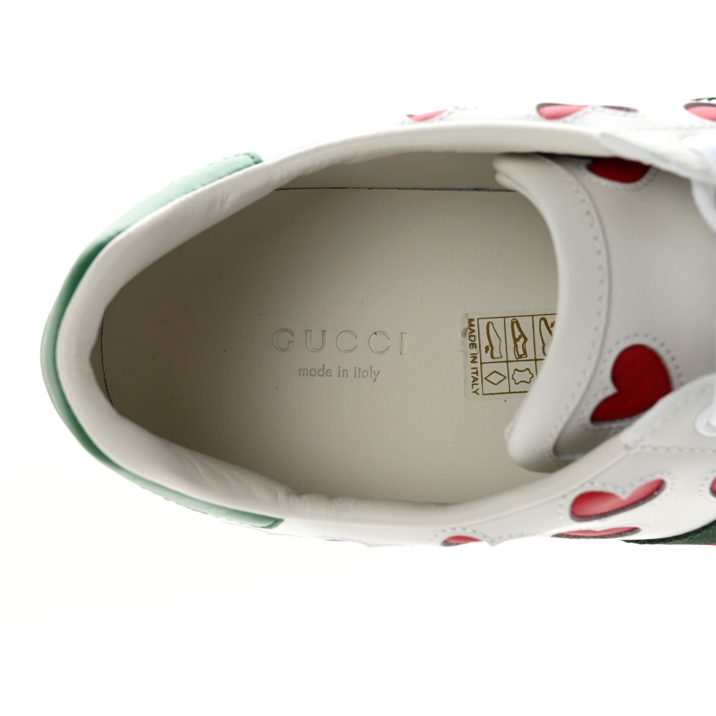 Calfskin Miro Soft Web Heart Cut Out Womens Ace Sneakers 41 White Light Hibiscus Red New Shamarock