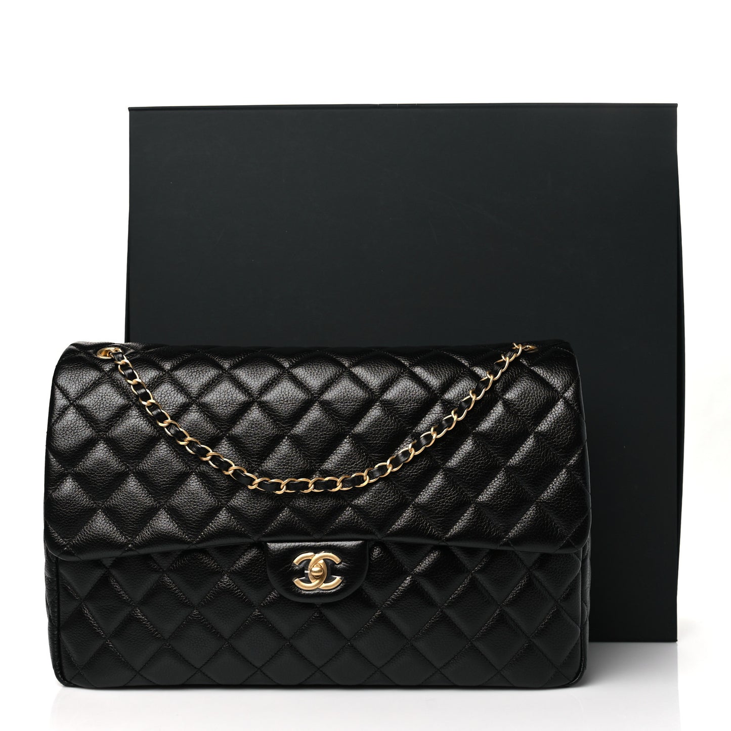 Caviar Quilted XXL Travel Flap Bag Black