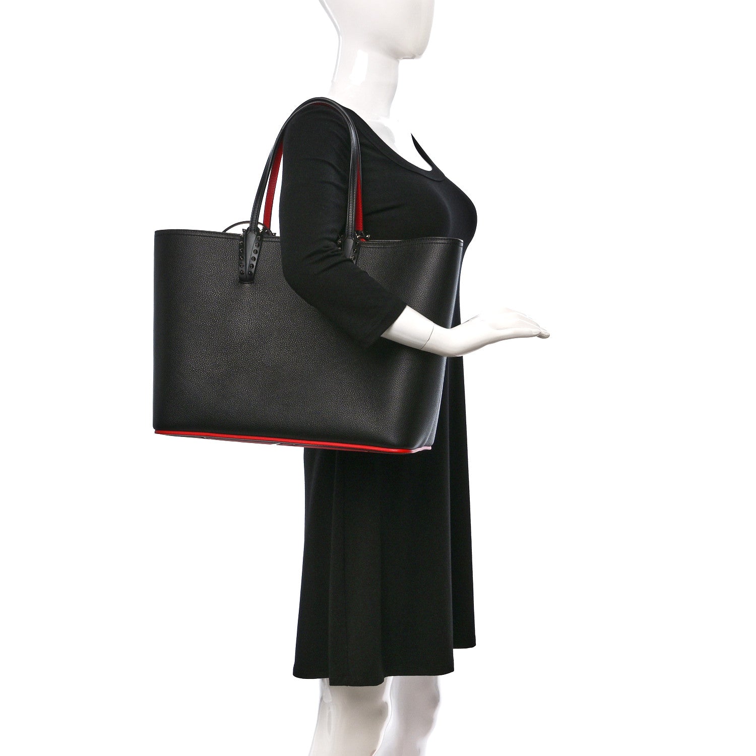 Christian Louboutin Calfskin Empire Spikes Small East West Cabata Tote Black 2 of 12