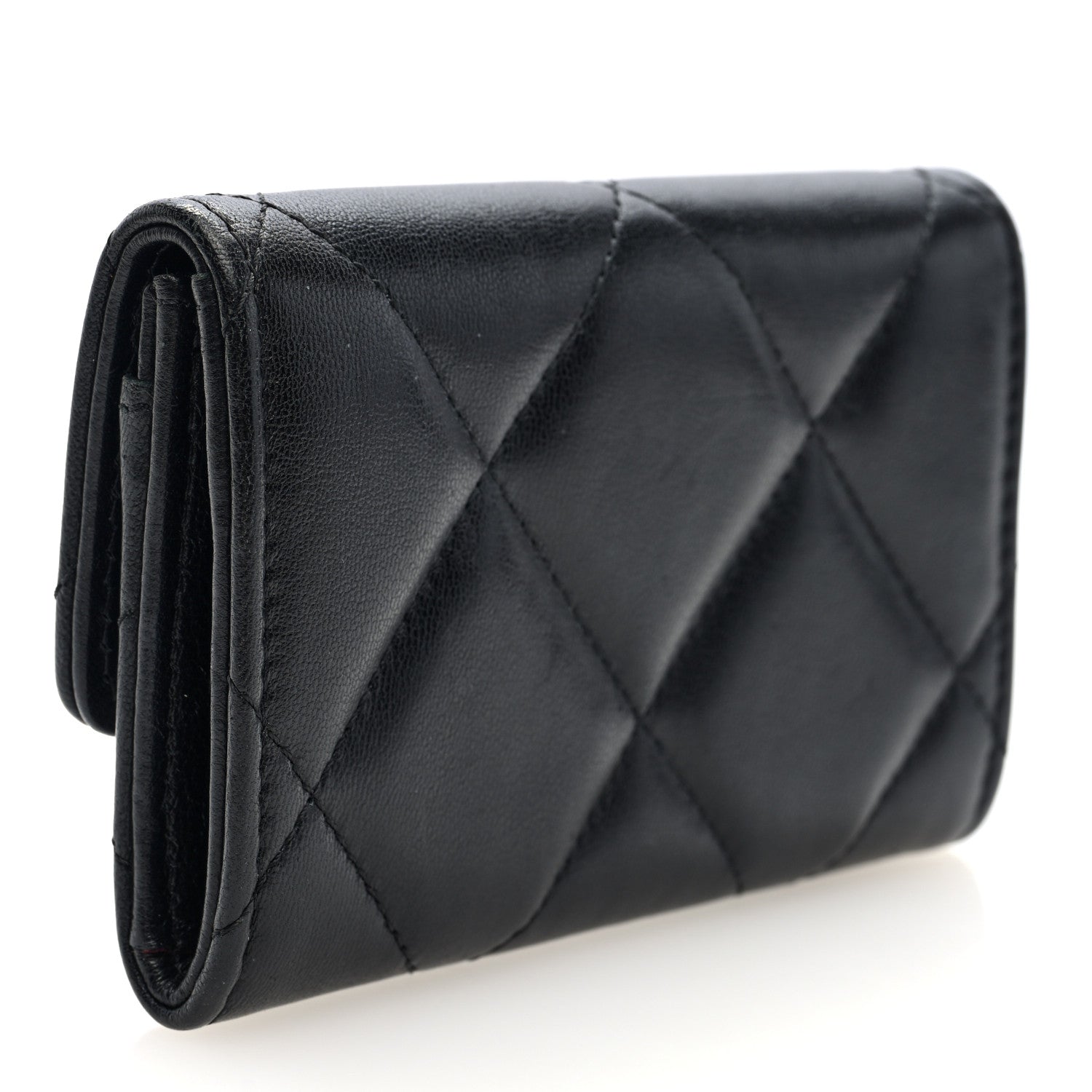 Chanel Lambskin Quilted Chanel 19 Flap Card Holder Black 3 of 8