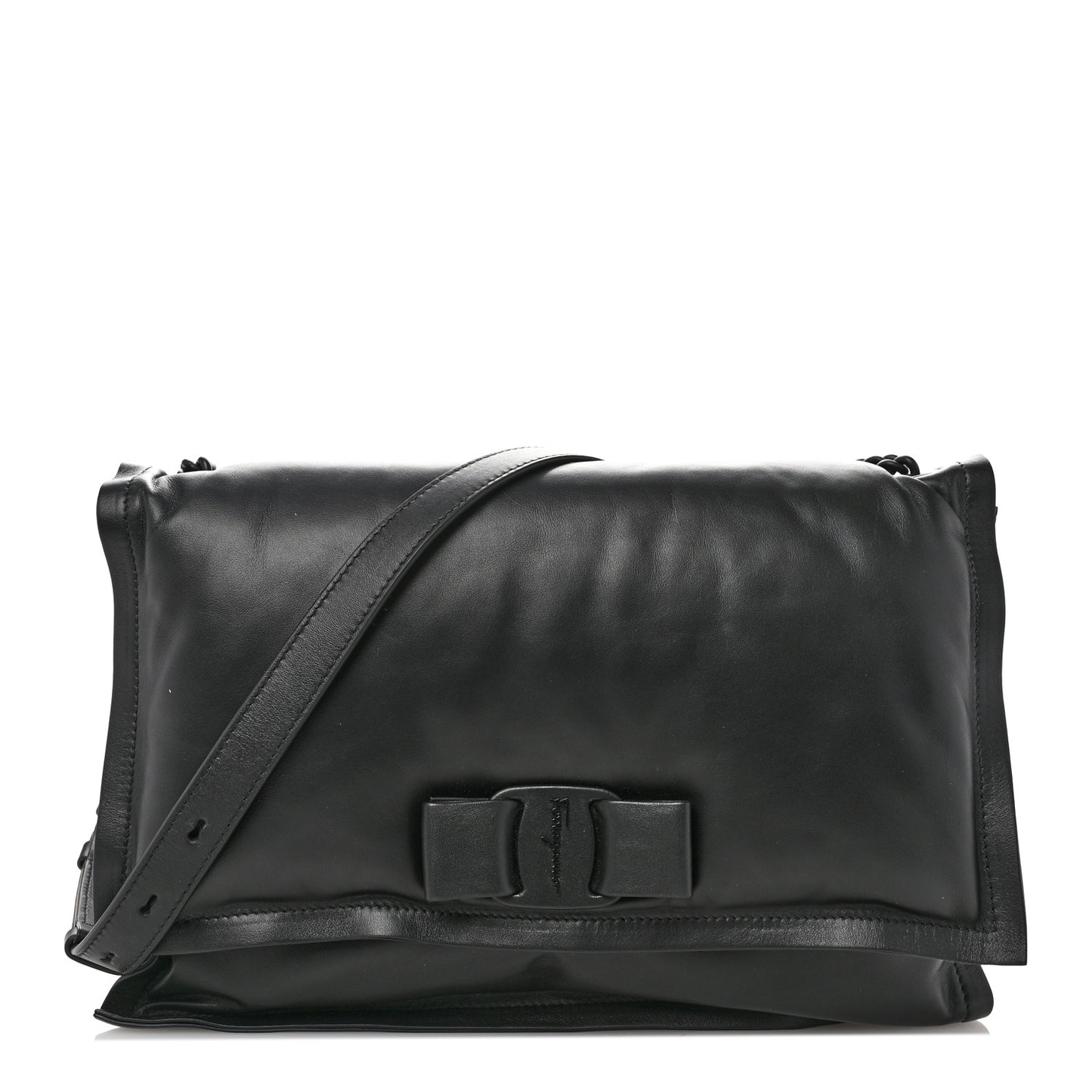 Calfskin Medium Viva Bow Shoulder Bag Black