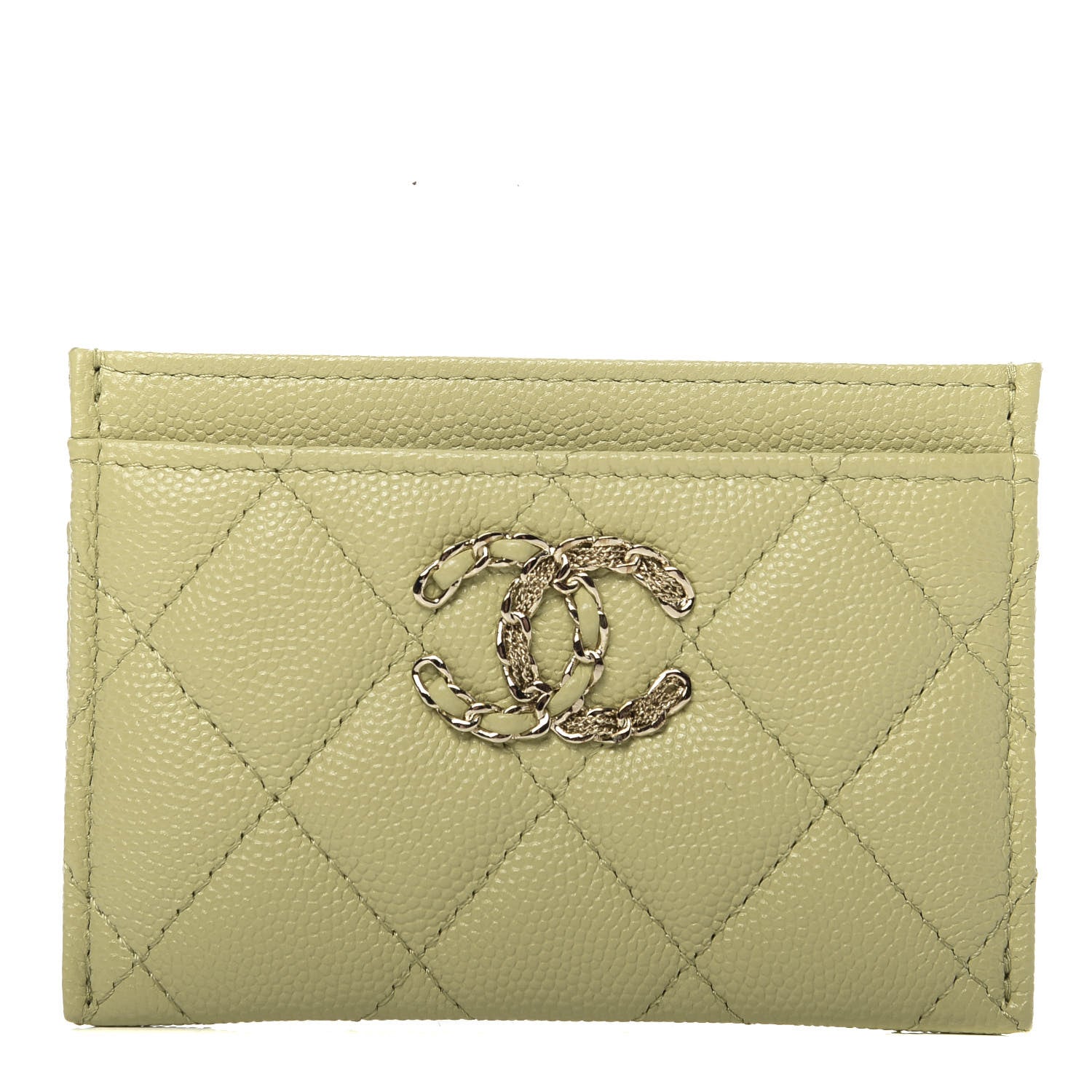 Chanel Caviar Quilted French New Wave Card Holder Light Green 1 of 10