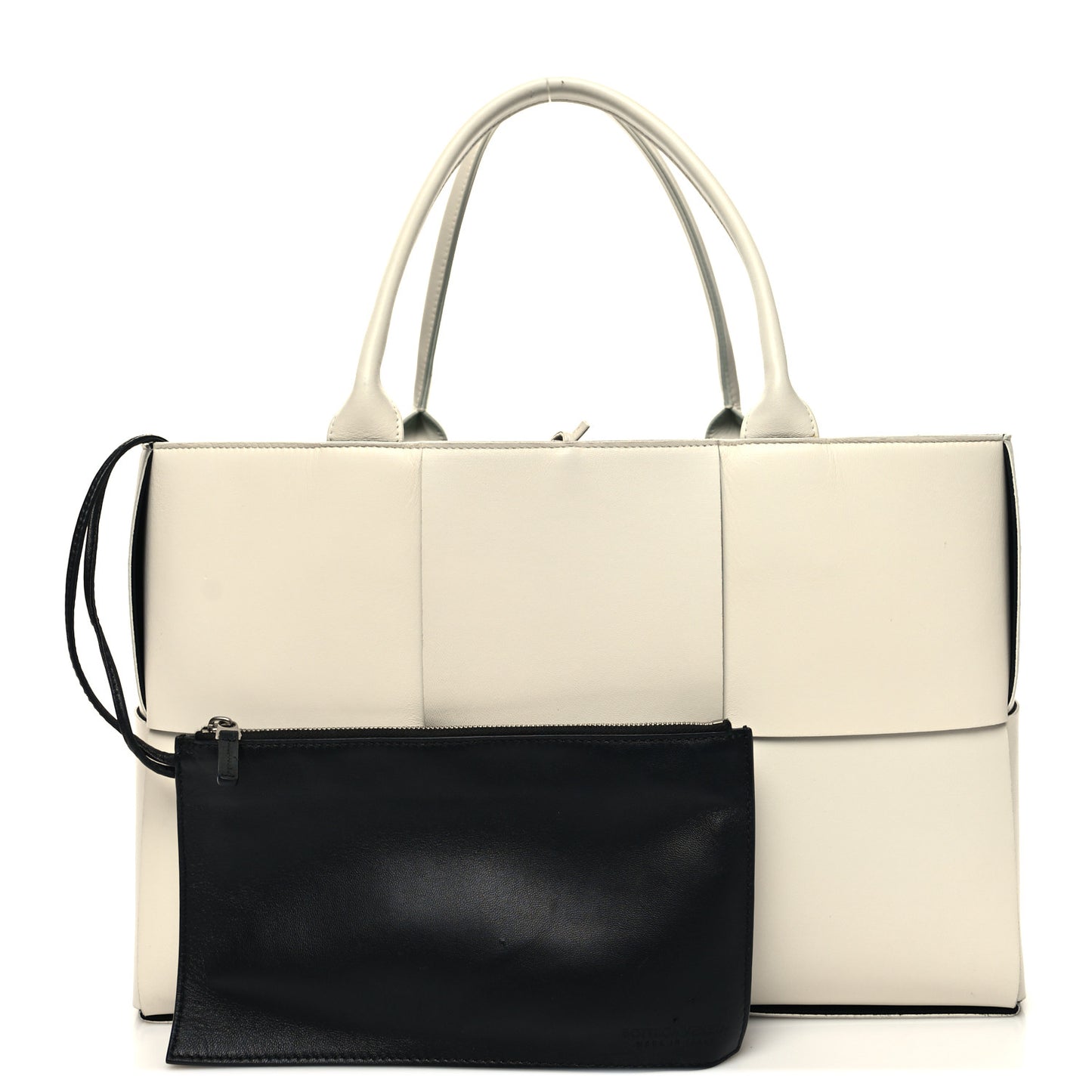 Nappa Maxi Intrecciato Medium Arco Tote White Black