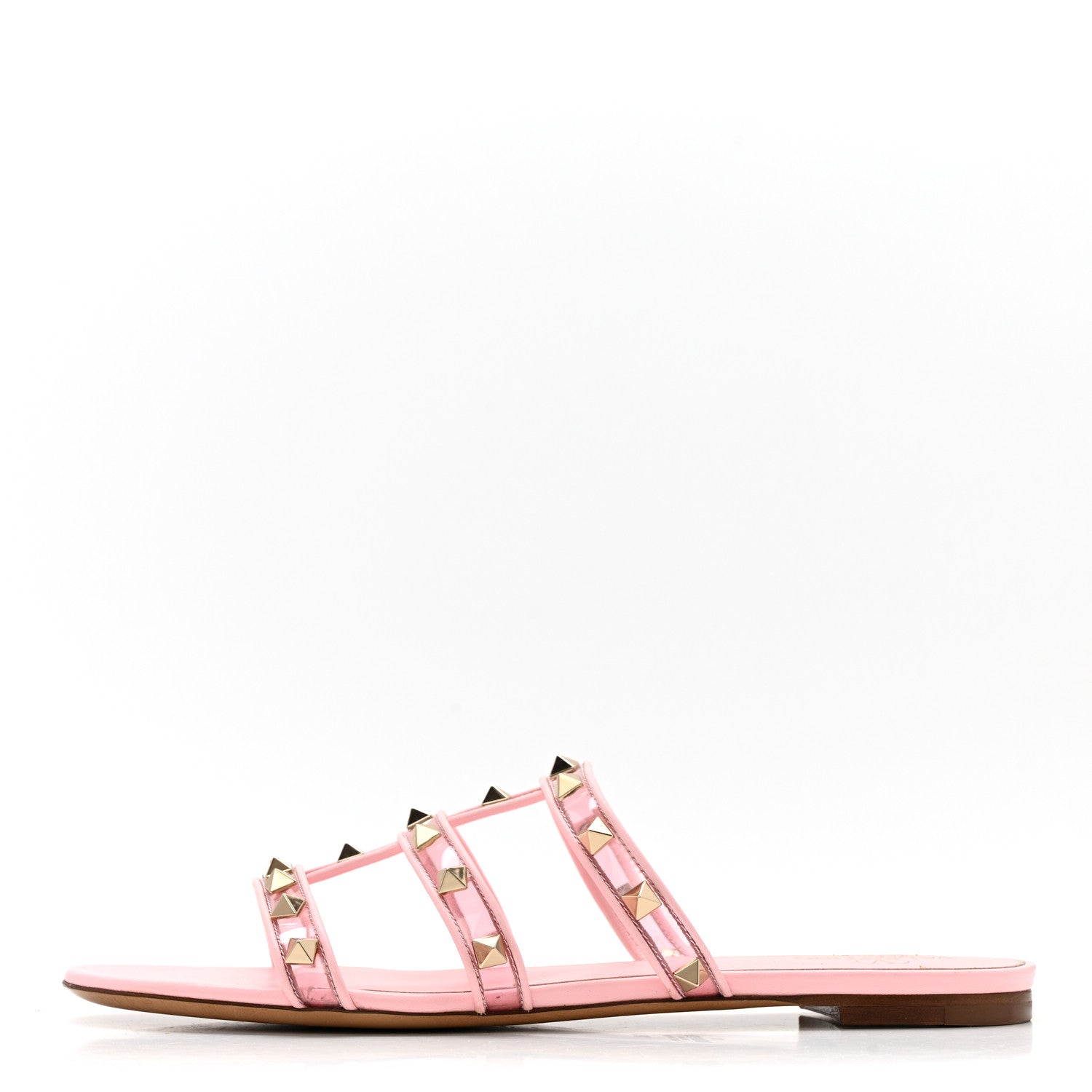 Valentino Garavani Rockstud PVC Caged Flat Slide Sandals 39.5 Pink