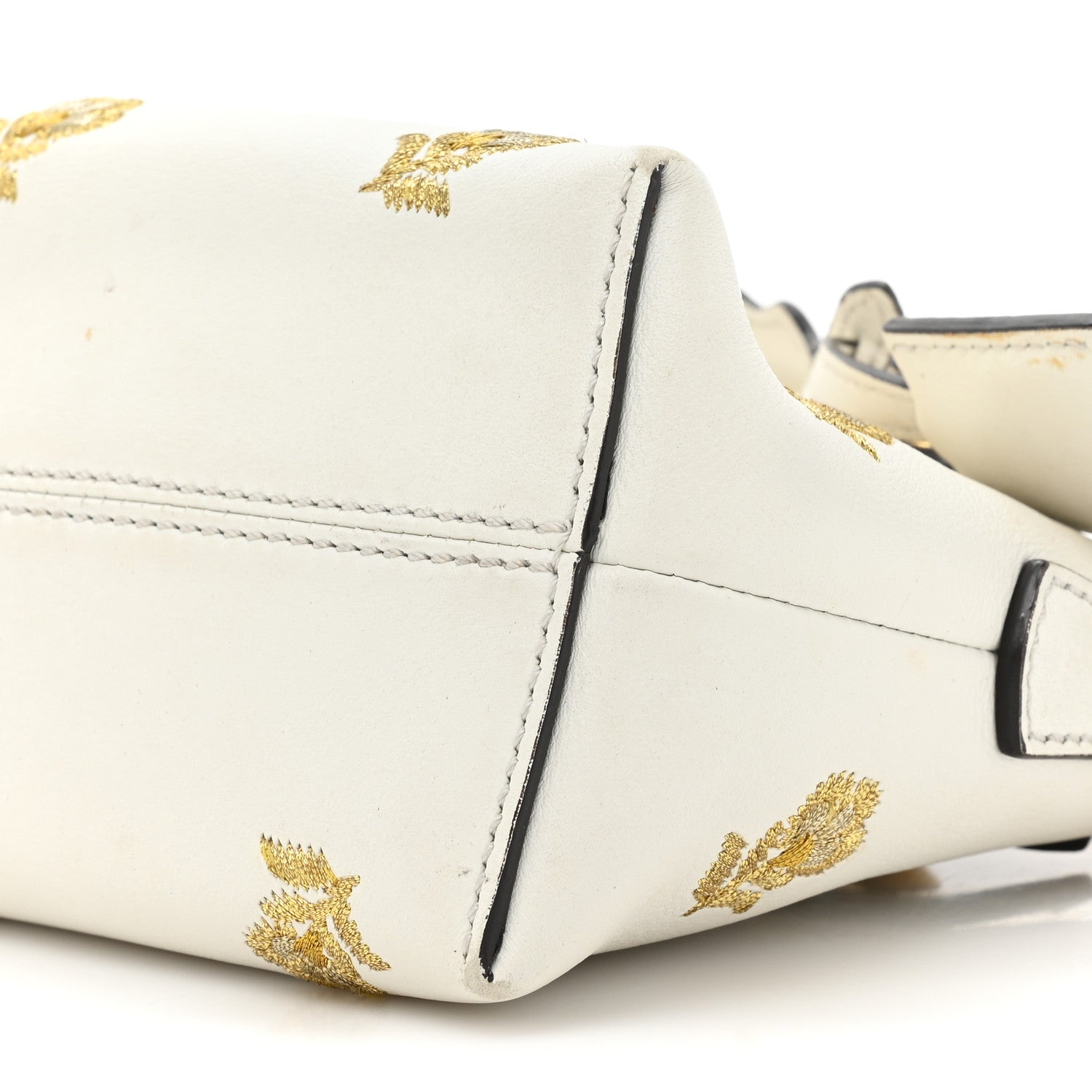 Fendi Vitello Dolce Lurex Floral Embroidered Studded Mini By The Way Boston Bag White 8 of 15