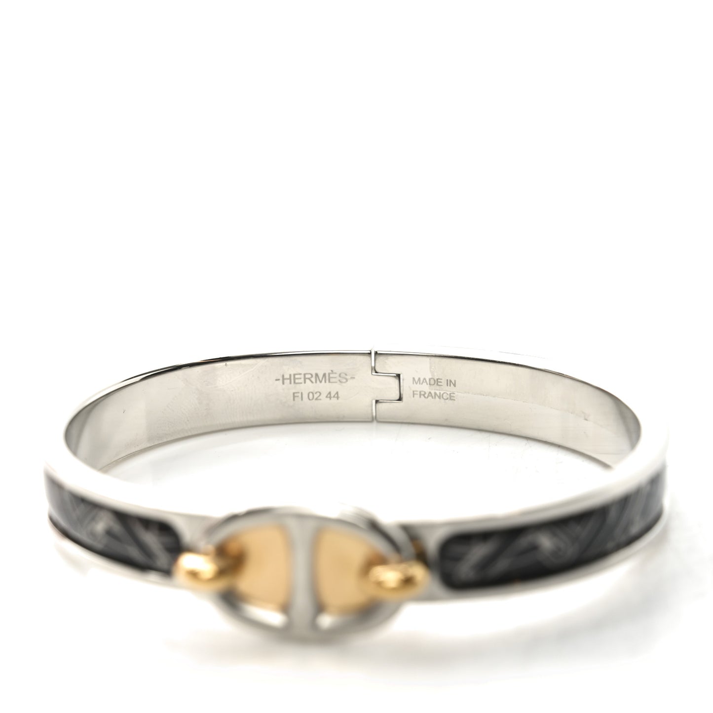 Enamel Mini Mors A Jouets Clic Chaine d'Ancre Bracelet PM Platine Noir