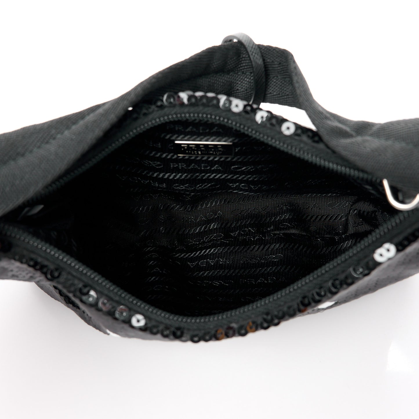 Paillettes Sequin Mini Re-Edition 2000 Bag Black White