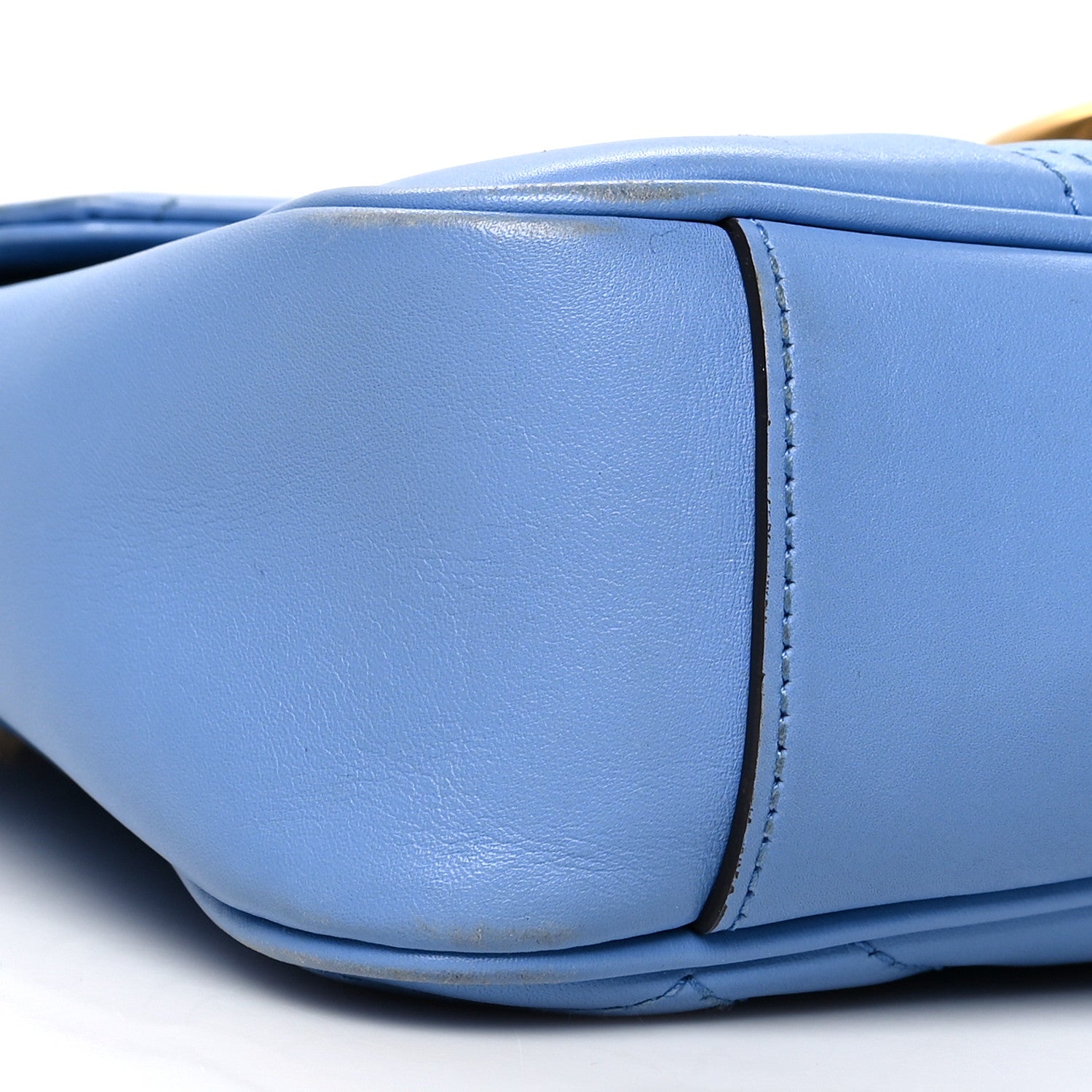 Gucci Calfskin Matelasse Medium GG Marmont Shoulder Bag Clear Sky Blue 10 of 13