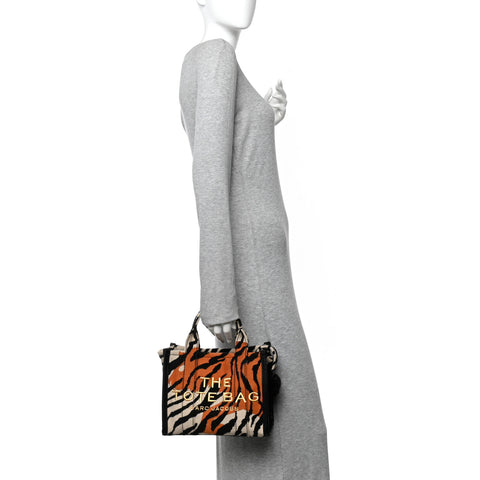 Cotton Canvas Zebra Tiger Print Mini The Traveler Tote Bag