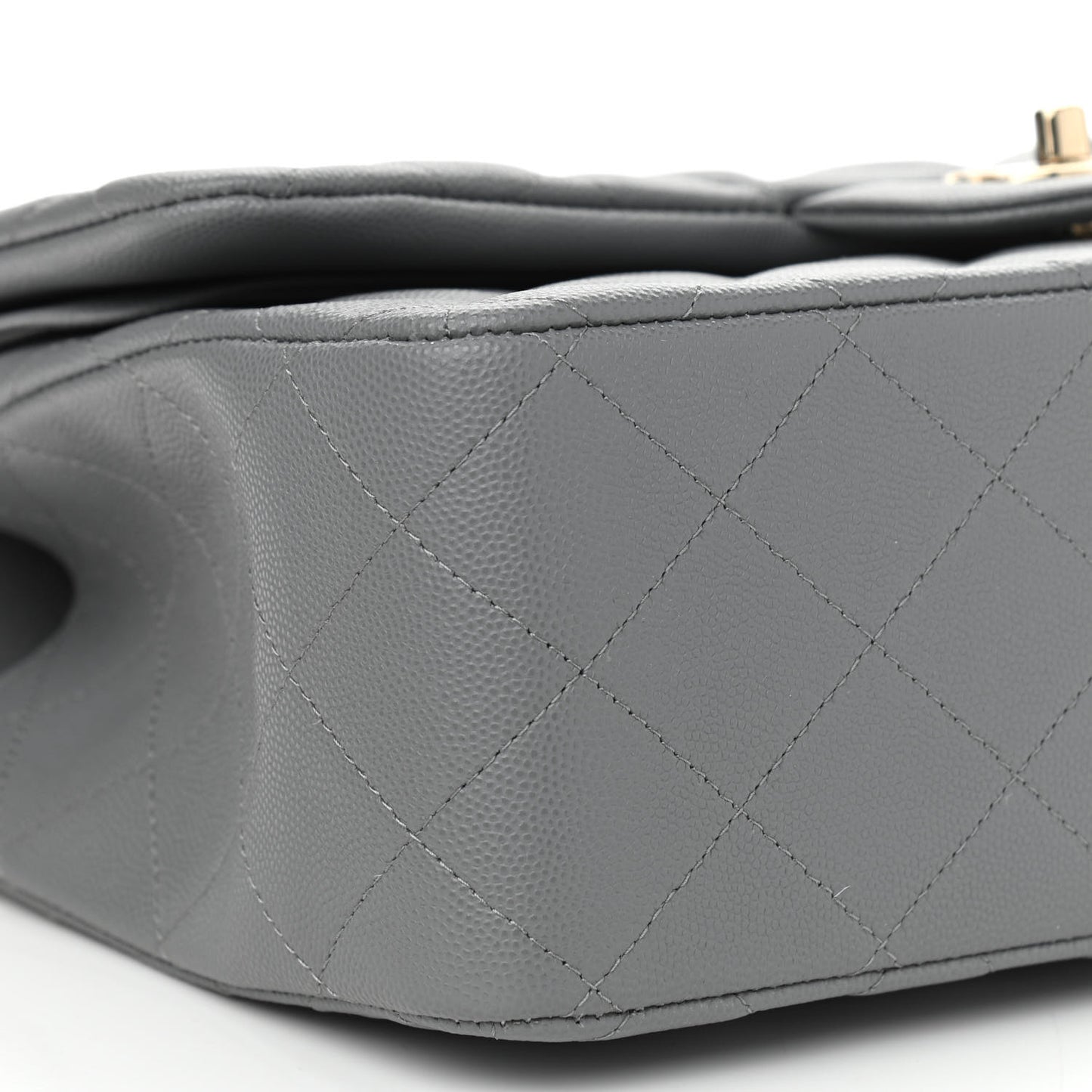 Caviar Quilted Jumbo Double Flap Grey