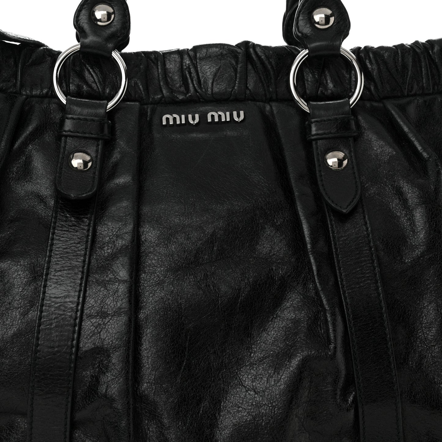 Vitello Lux Gathered Tote Black