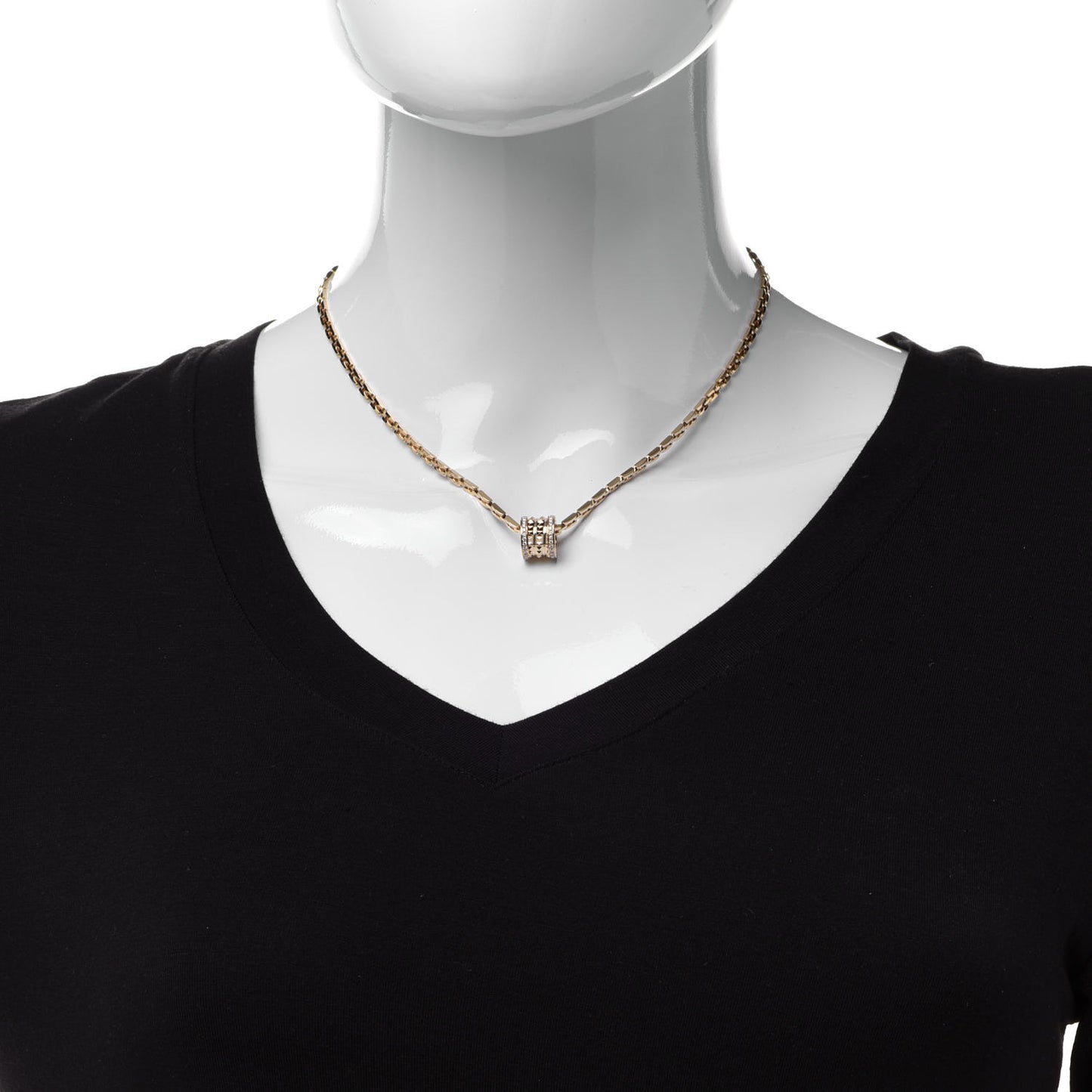 18K Yellow Gold Diamond .29ctw B.Zero1 Rock Pendant Necklace