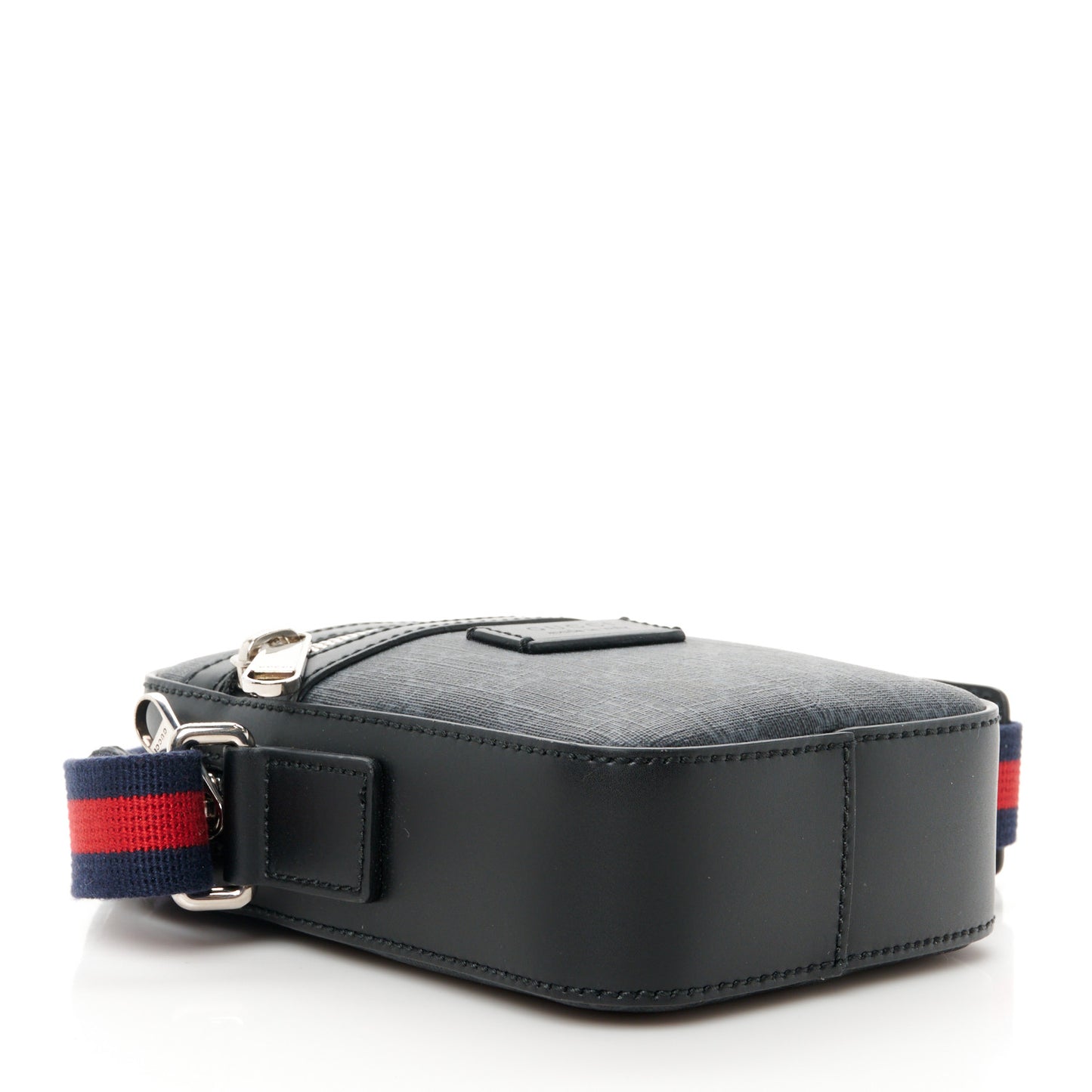 GG Supreme Monogram Appia Calfskin Web Small Camera Messenger Bag Black Grey