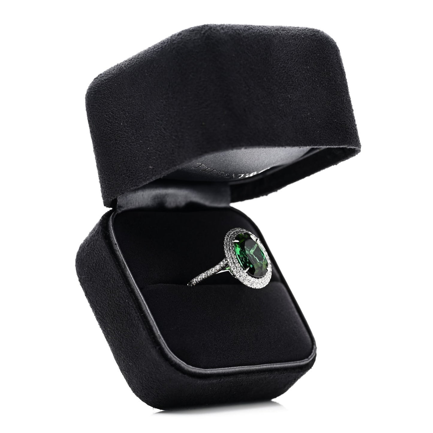 Platinum Diamond Green Tourmaline Soleste Oval Ring 53 6.25
