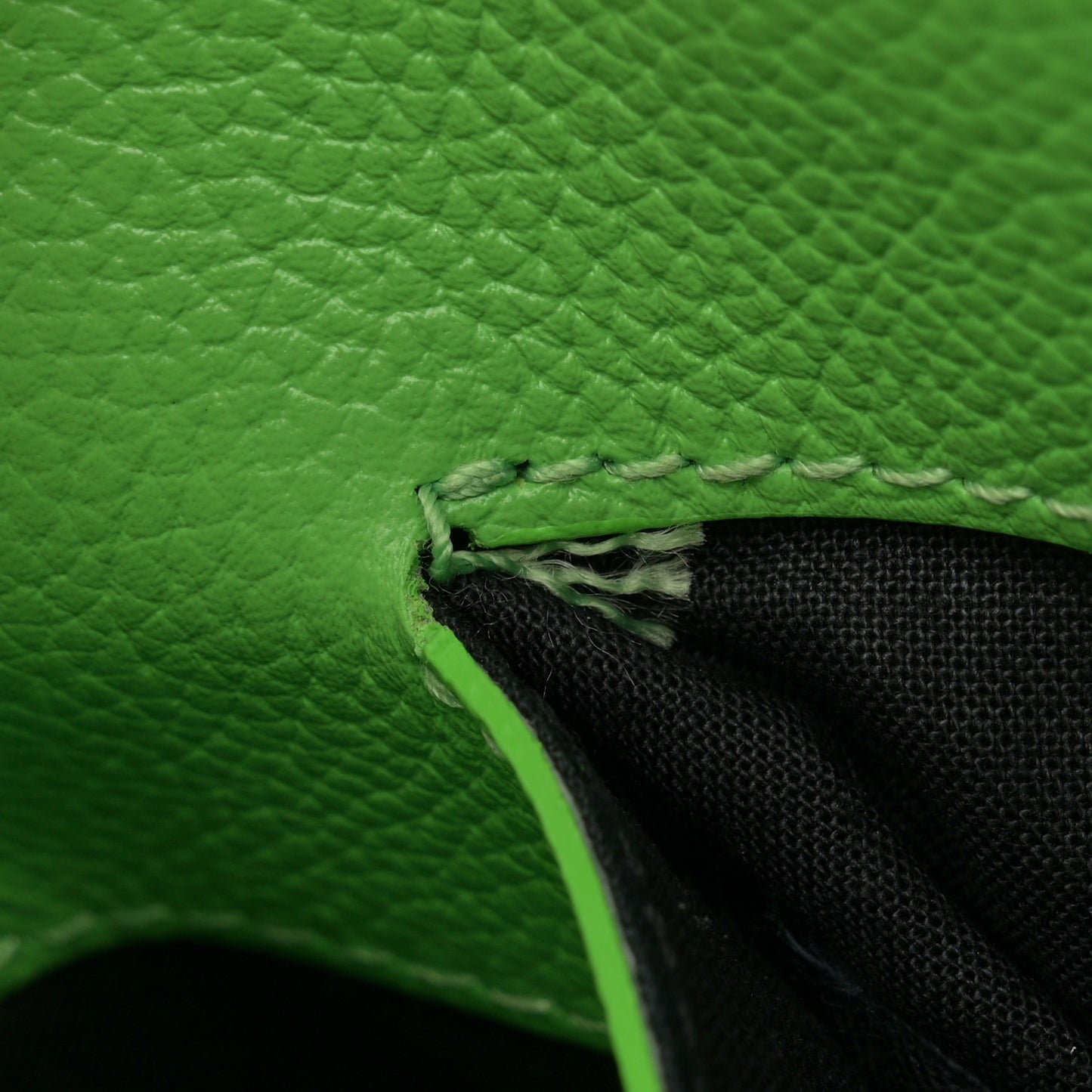 Grained Calfskin Logo XXS Ville Top Handle Bag Light Green Fuchsia