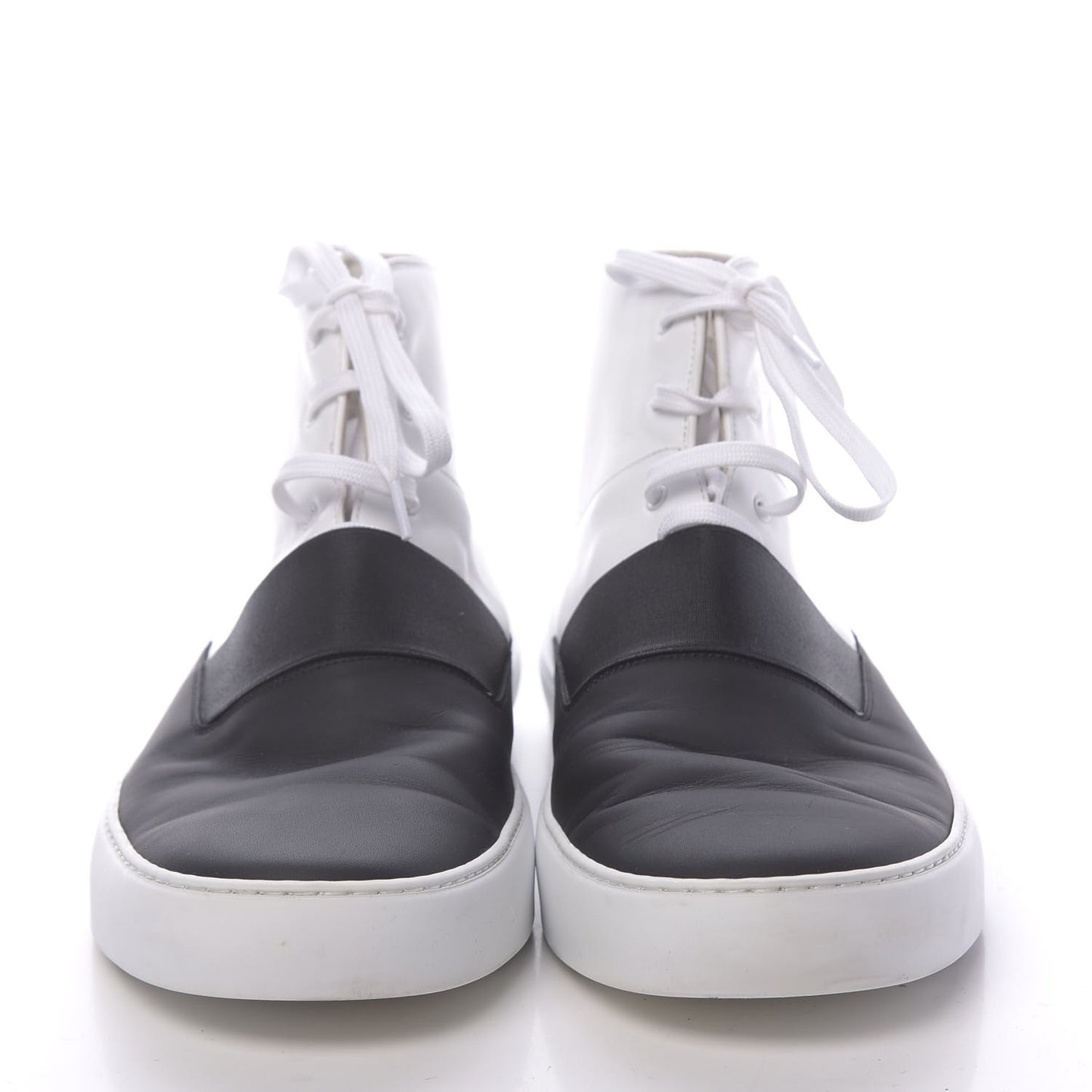 Calfskin Mens High Top Sneakers 45 White Black