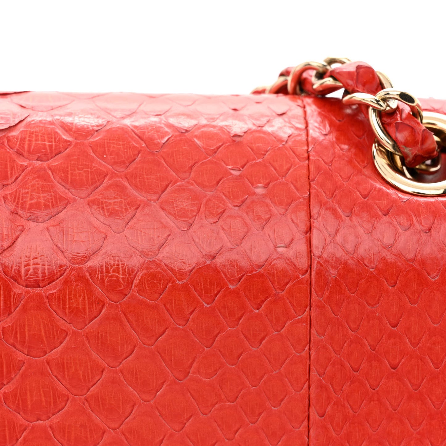 Snakeskin Medium Double Flap Red