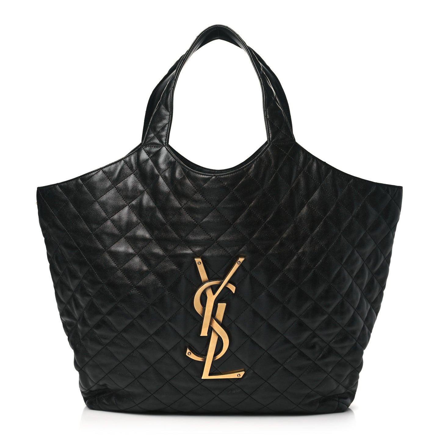 Lambskin Quilted Maxi Icare Shopping Tote Black