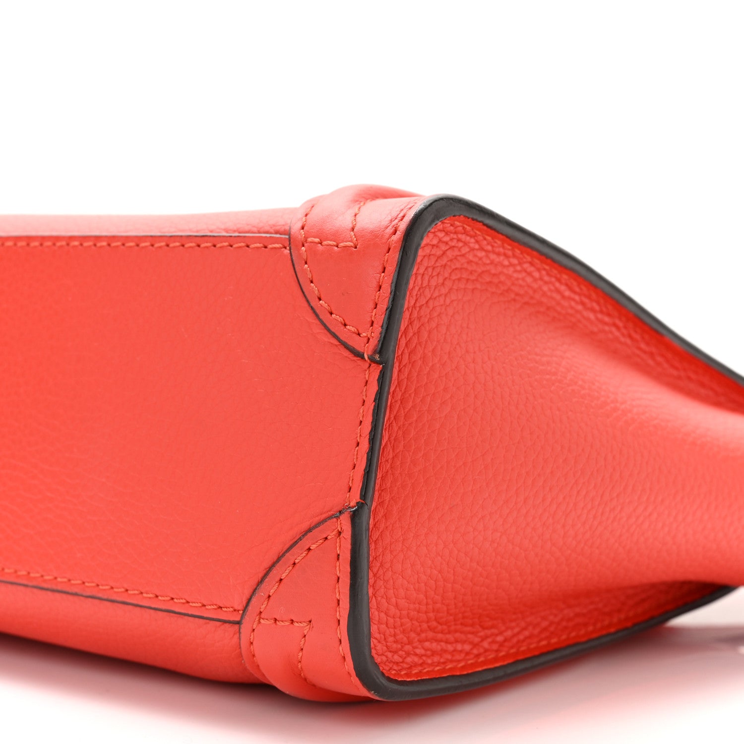 Celine Drummed Calfskin Nano Luggage Vermillion 9 of 9