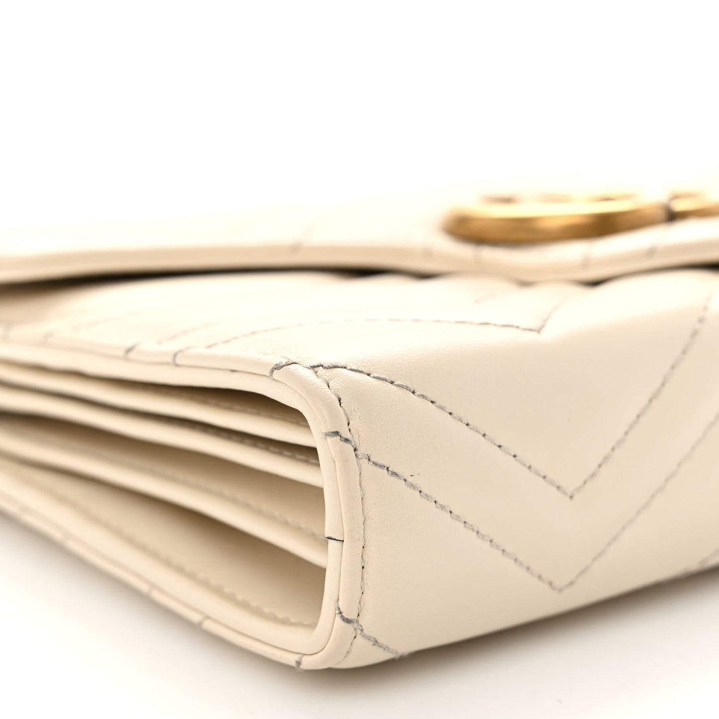 Calfskin Matelasse GG Marmont Chain Wallet Mystic White