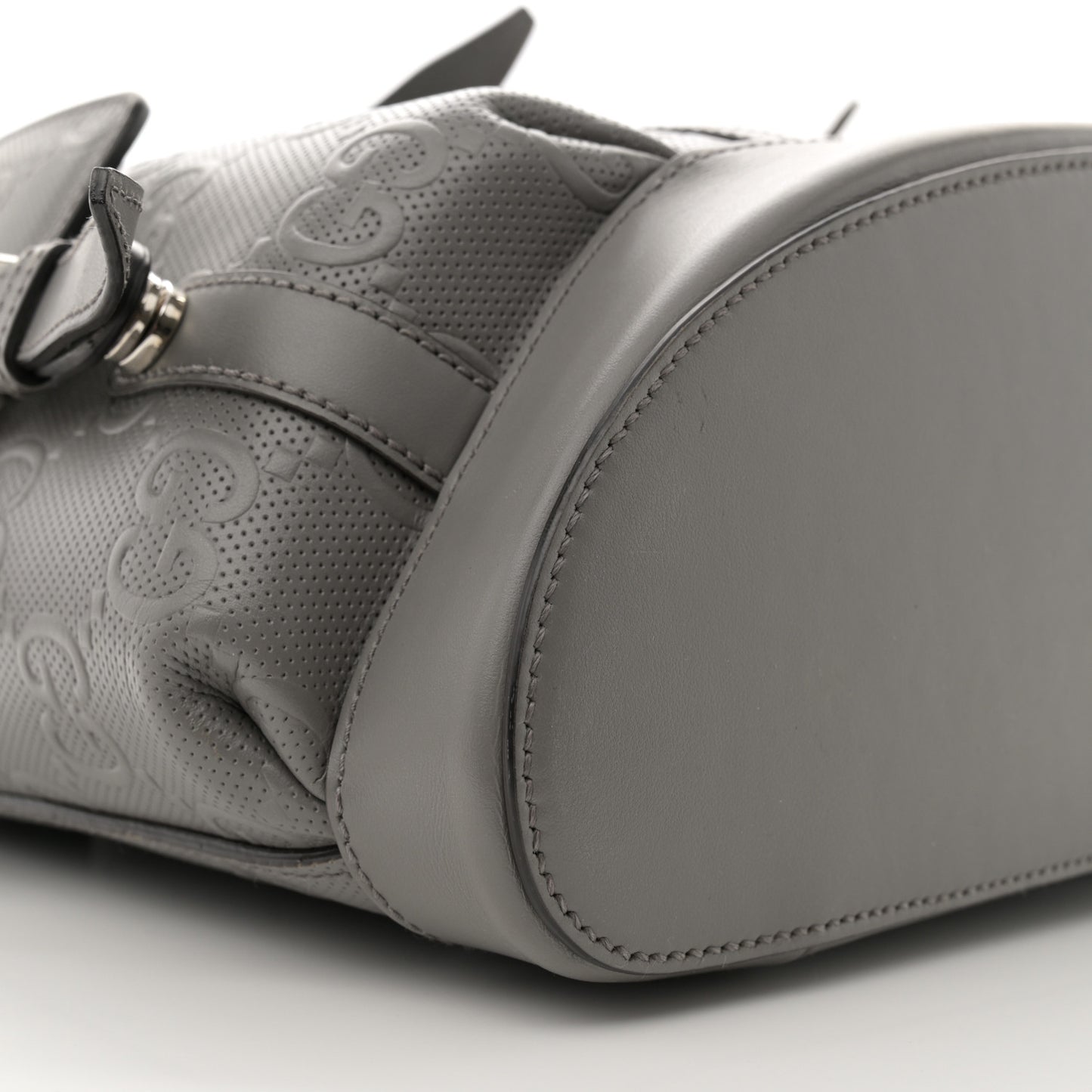 Calfskin GG Tennis Embossed Double Buckle Backpack Grey